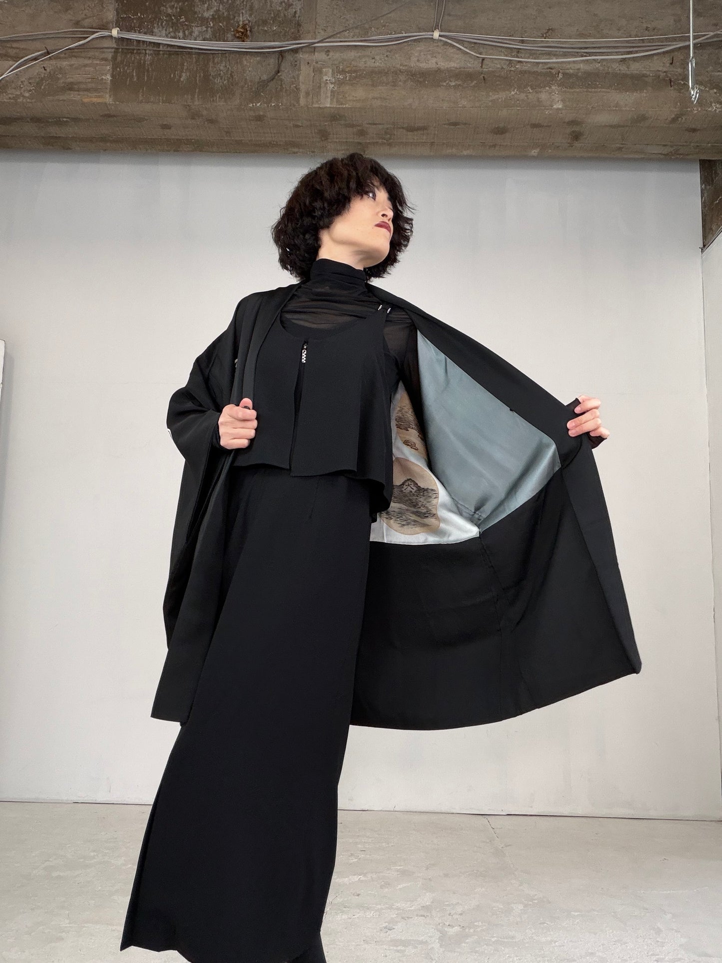 VINTAGE KUROMONTSUKI HAORI "koto-kyoto, KUR105"