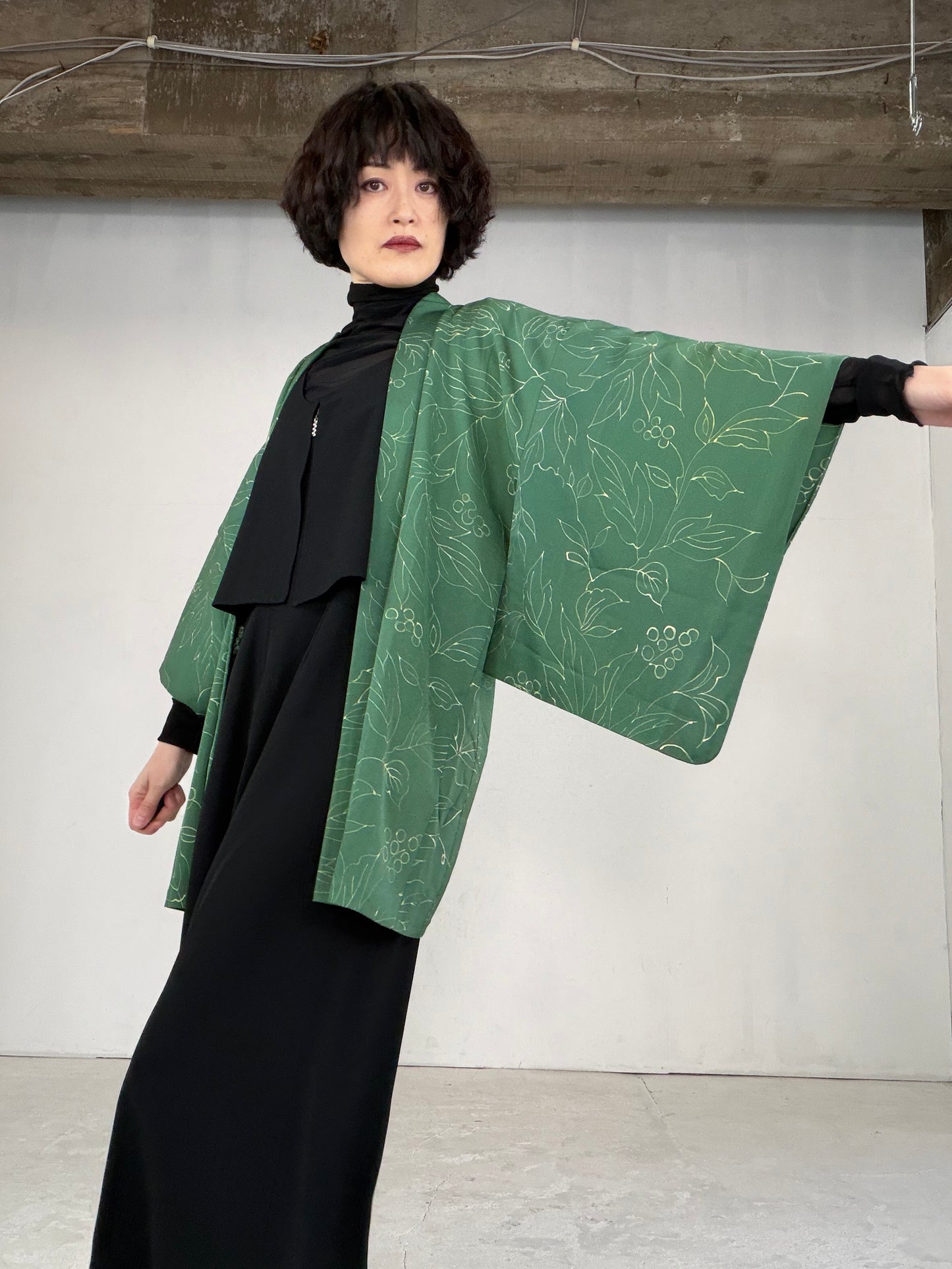 VINTAGE KAWAII HAORI "green, KAW108"