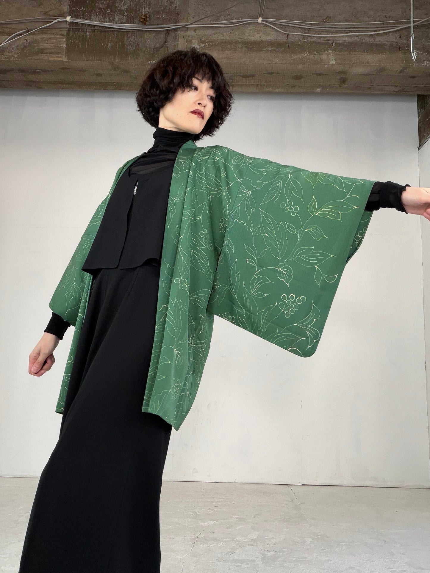 VINTAGE KAWAII HAORI "green, KAW108"