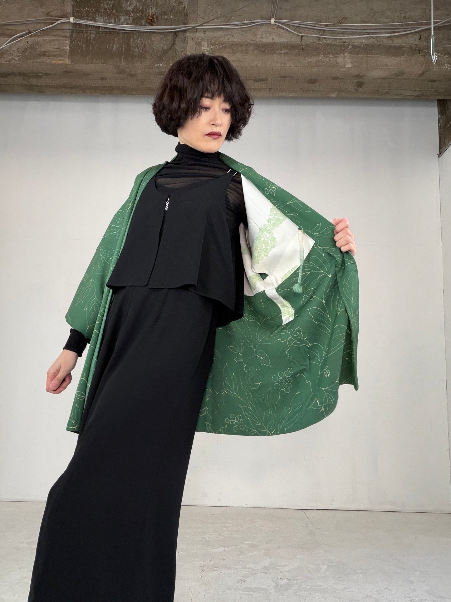 VINTAGE KAWAII HAORI "green, KAW108"