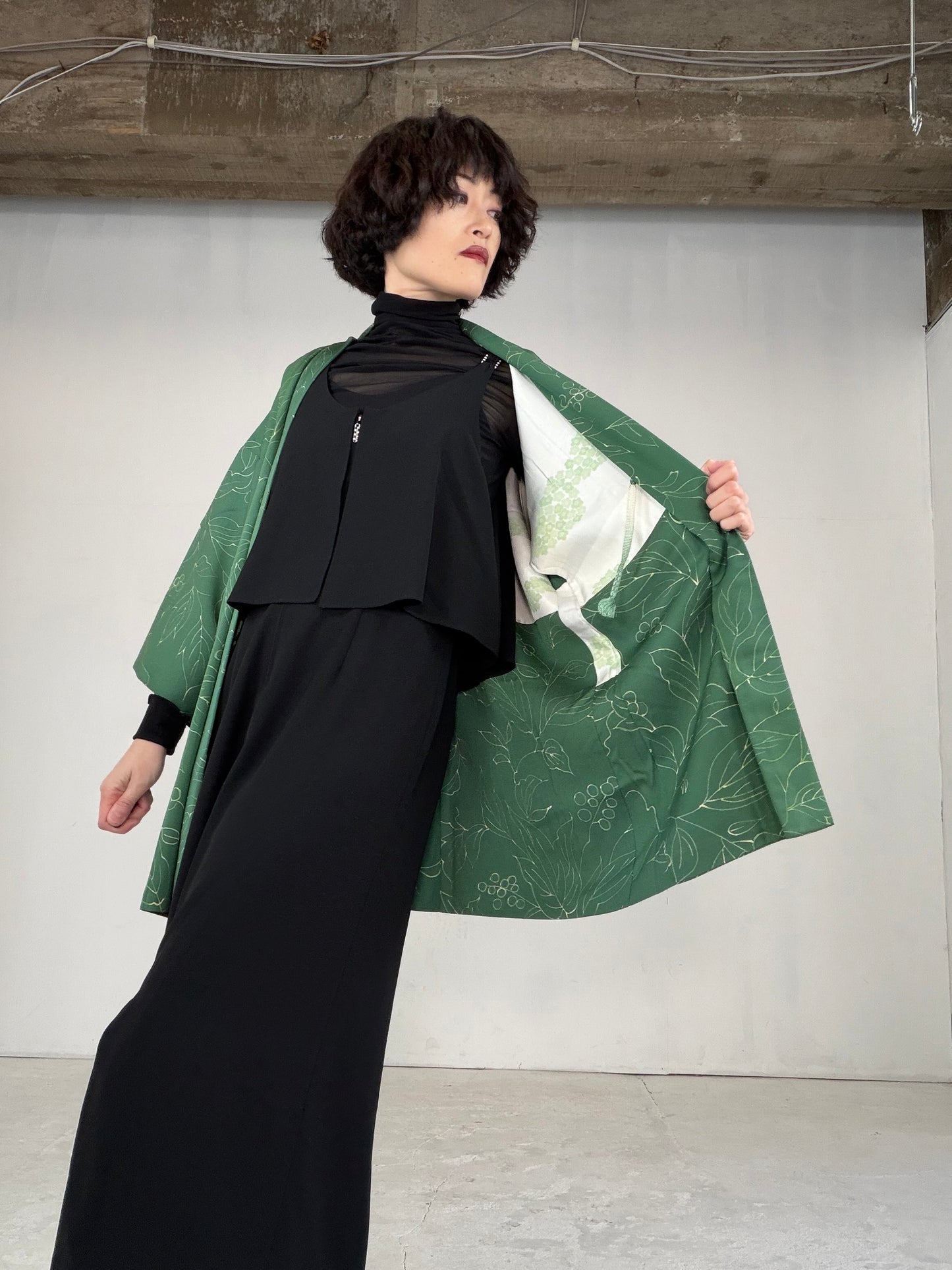 VINTAGE KAWAII HAORI "green, KAW108"