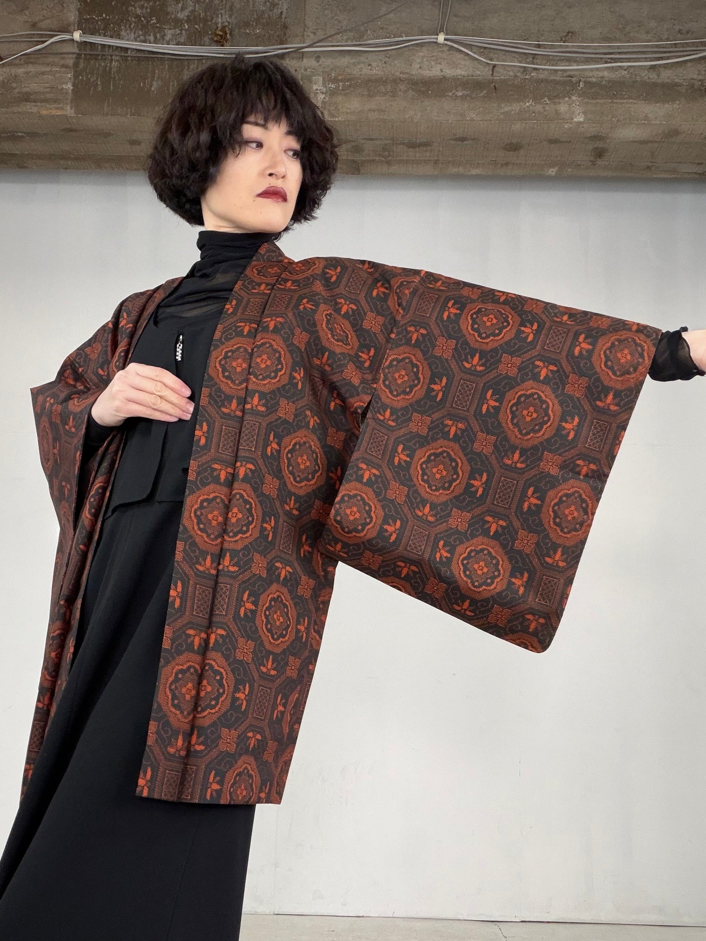 VINTAGE KAWAII HAORI "brown, KAW109"