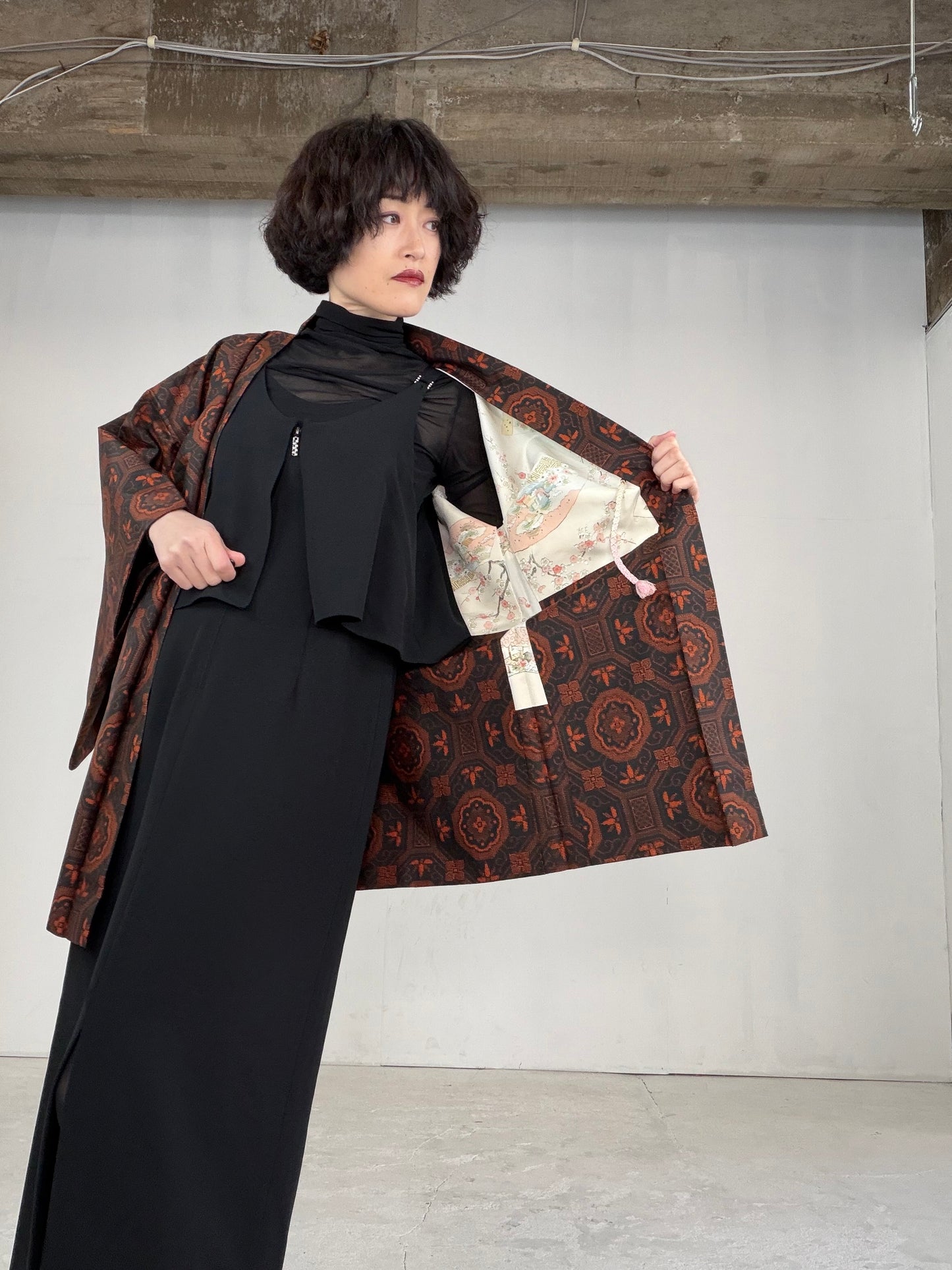 VINTAGE KAWAII HAORI "brown, KAW109"