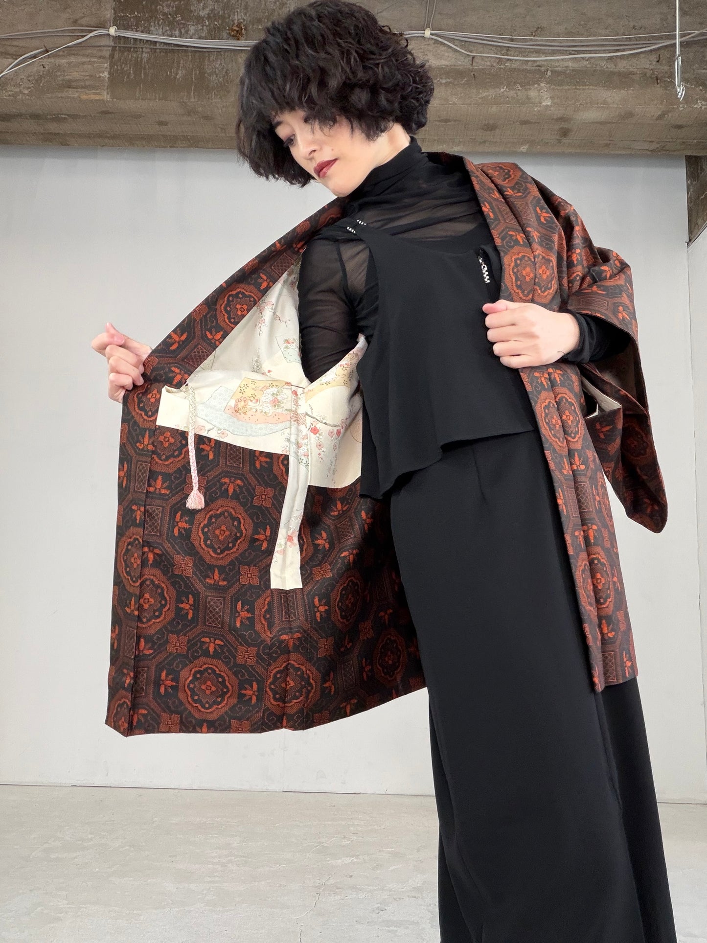 VINTAGE KAWAII HAORI "brown, KAW109"