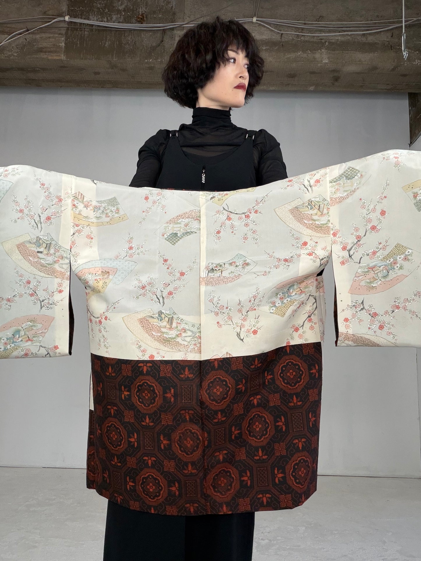 VINTAGE KAWAII HAORI "brown, KAW109"