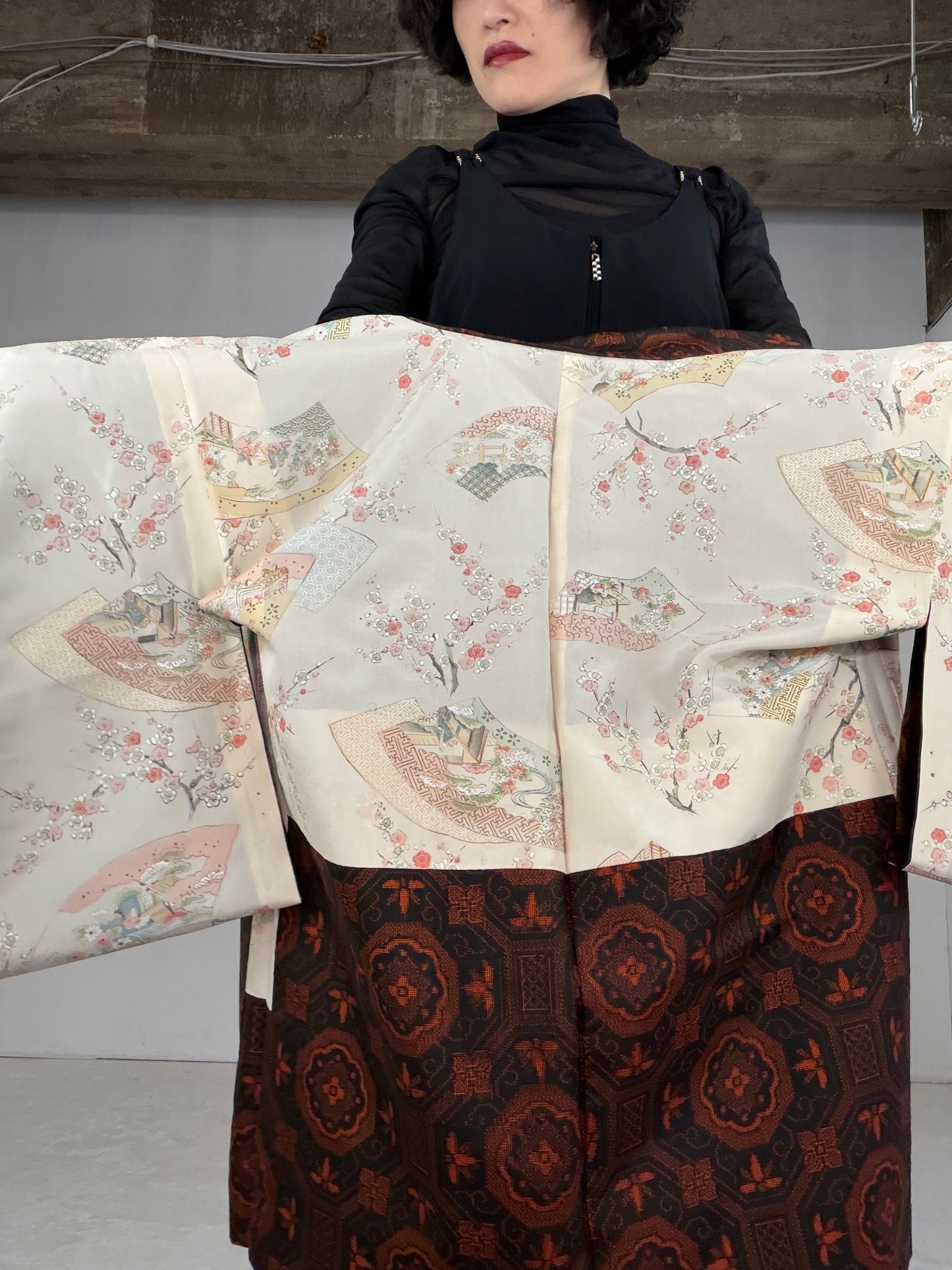 VINTAGE KAWAII HAORI "brown, KAW109"