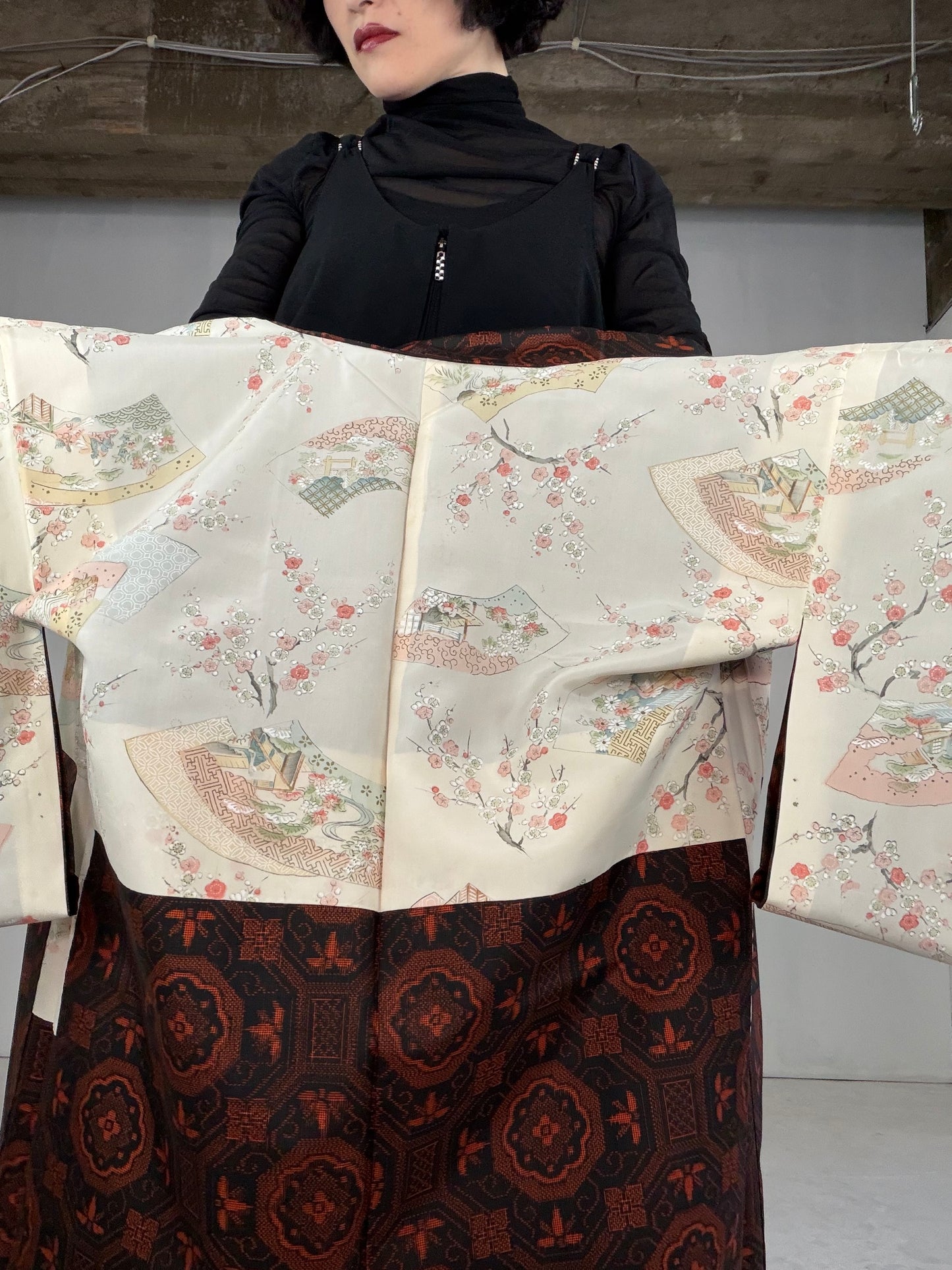 VINTAGE KAWAII HAORI "brown, KAW109"