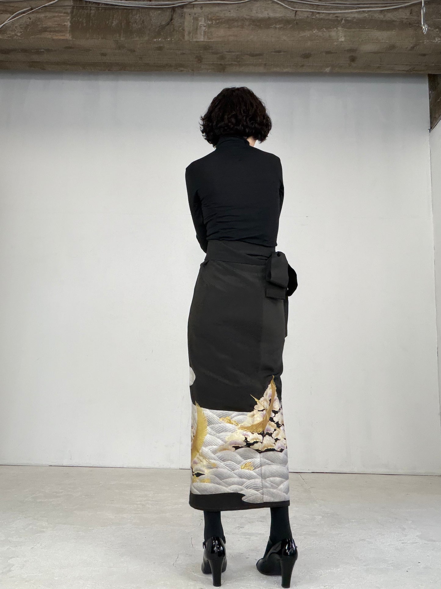 EDO-ZUMA SKIRT UPCYCLED FROM JAPANESE KIMONO "EDO021"