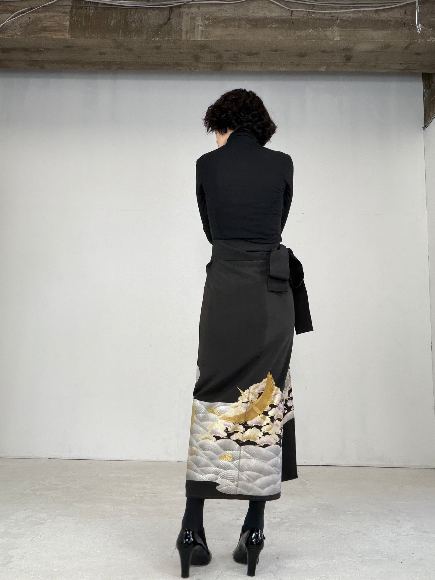 EDO-ZUMA SKIRT UPCYCLED FROM JAPANESE KIMONO "EDO021"