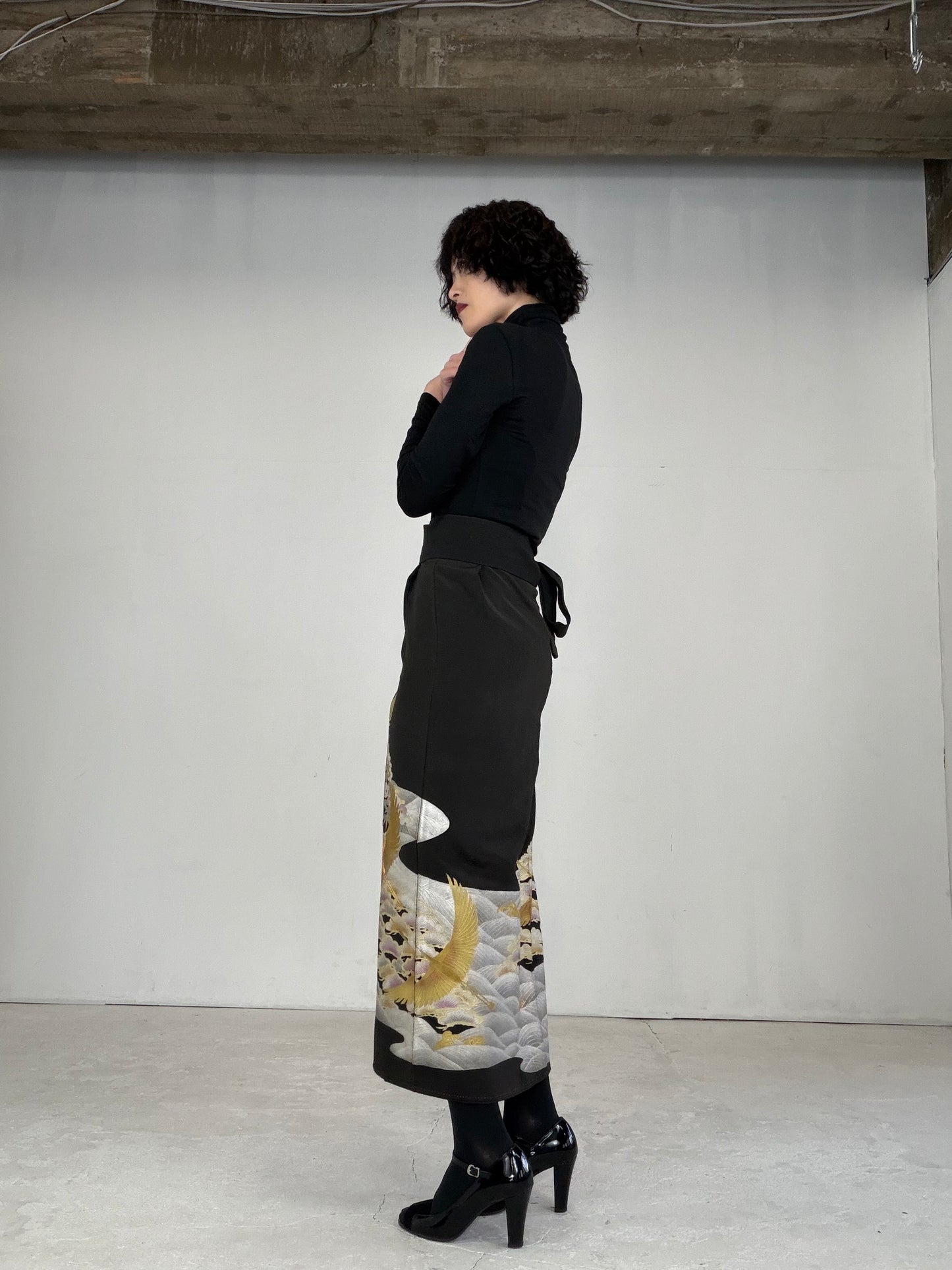 EDO-ZUMA SKIRT UPCYCLED FROM JAPANESE KIMONO "EDO021"