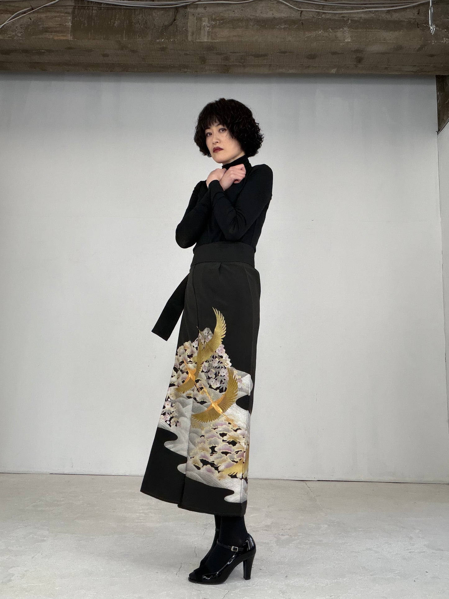 EDO-ZUMA SKIRT UPCYCLED FROM JAPANESE KIMONO "EDO021"