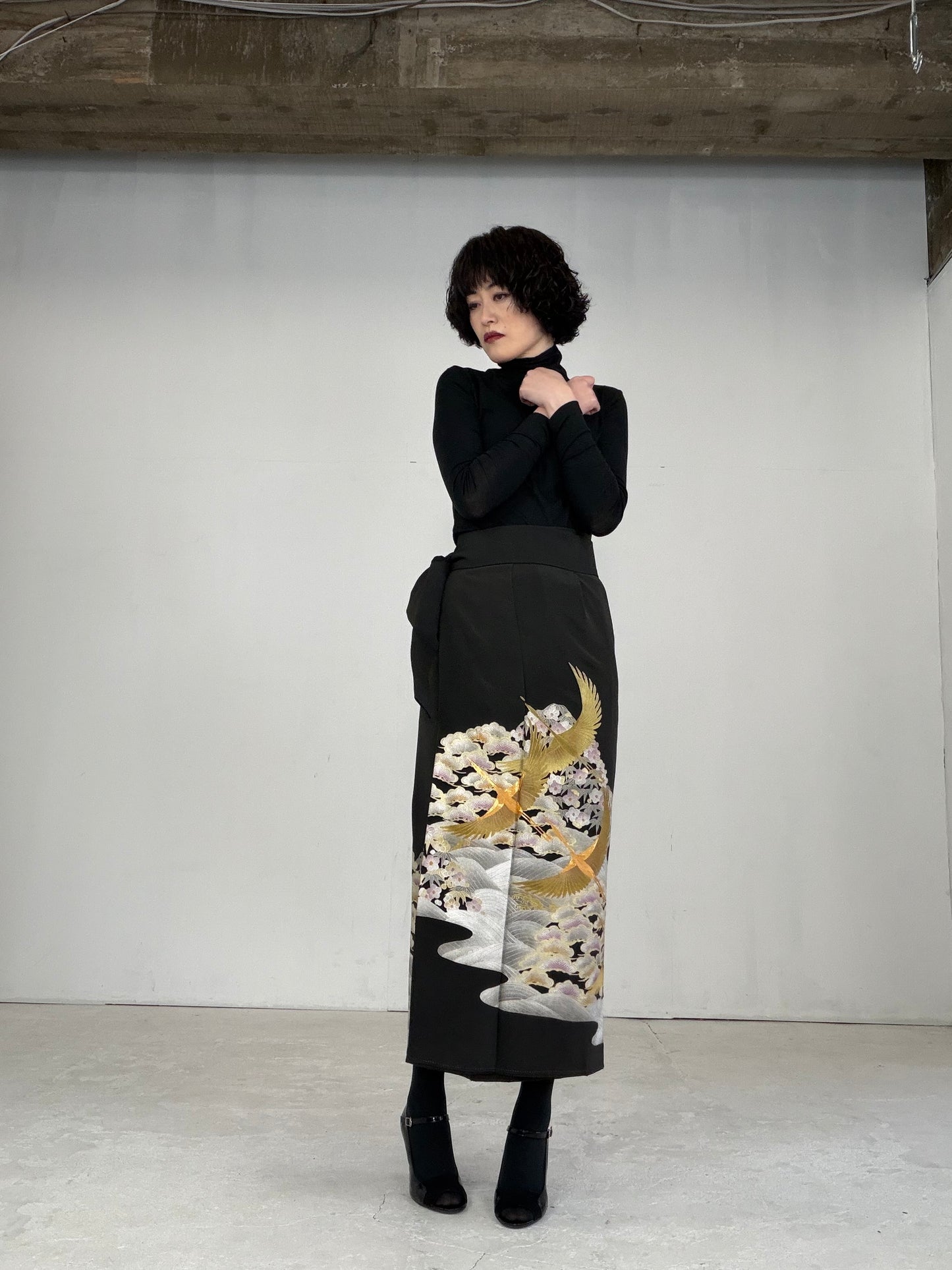 EDO-ZUMA SKIRT UPCYCLED FROM JAPANESE KIMONO "EDO021"
