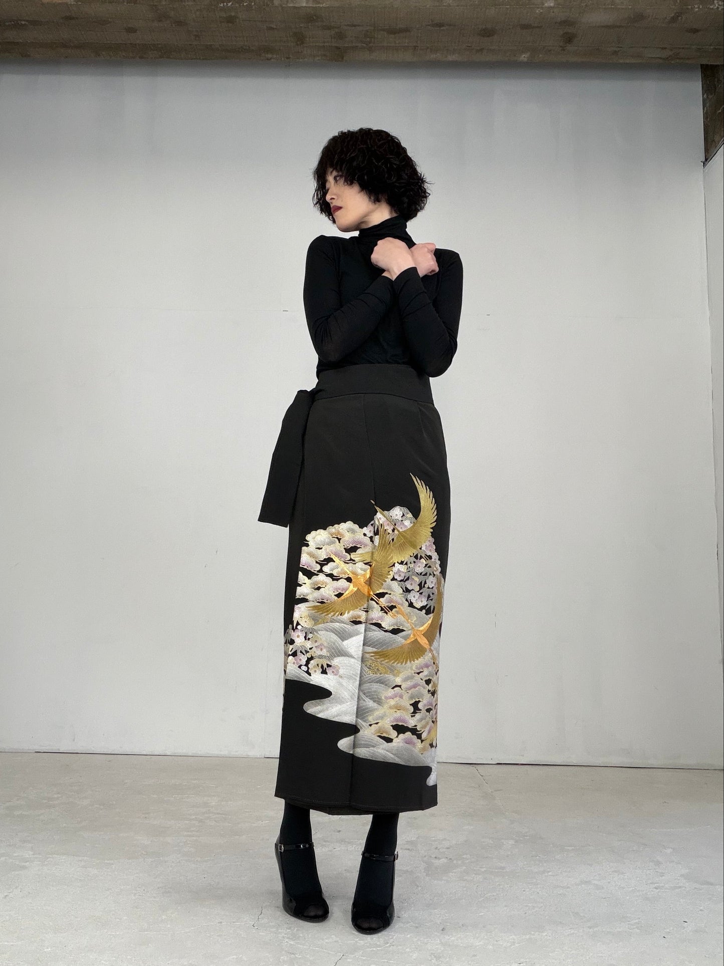 EDO-ZUMA SKIRT UPCYCLED FROM JAPANESE KIMONO "EDO021"
