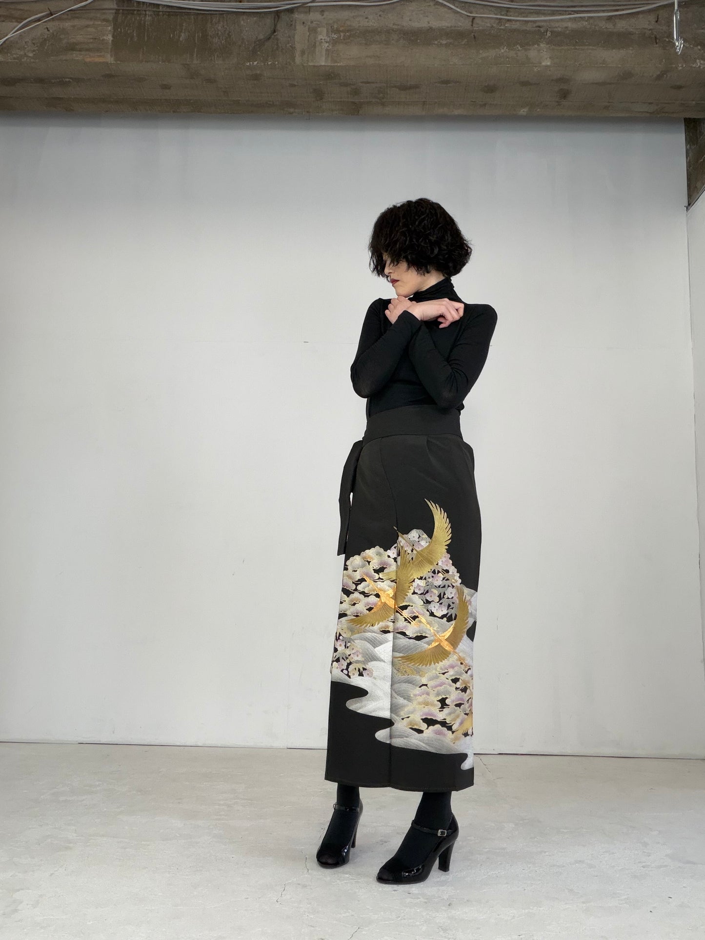 EDO-ZUMA SKIRT UPCYCLED FROM JAPANESE KIMONO "EDO021"