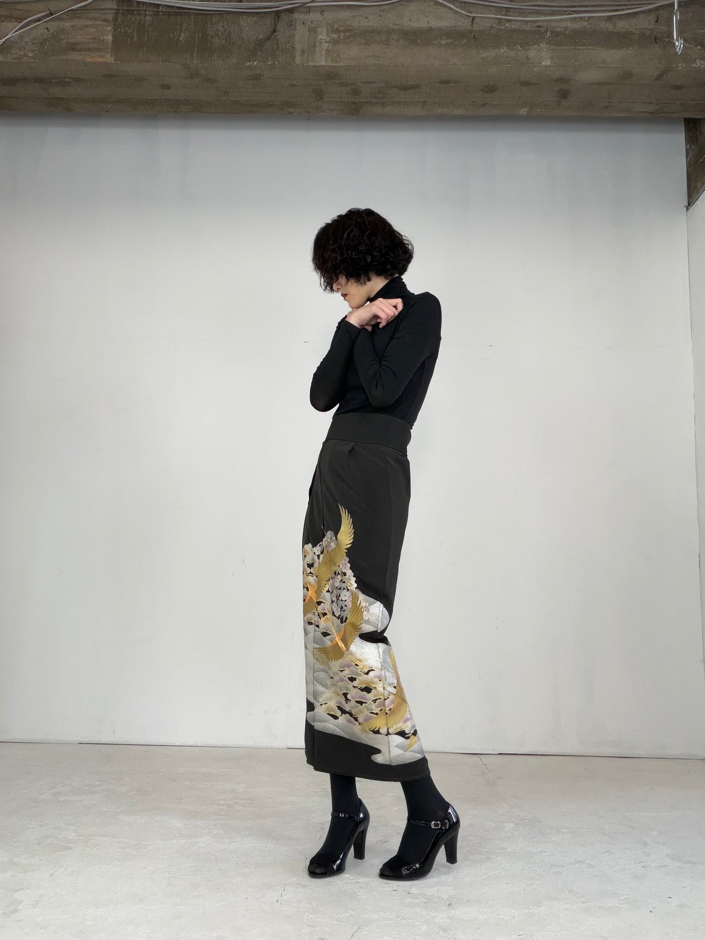 EDO-ZUMA SKIRT UPCYCLED FROM JAPANESE KIMONO "EDO021"