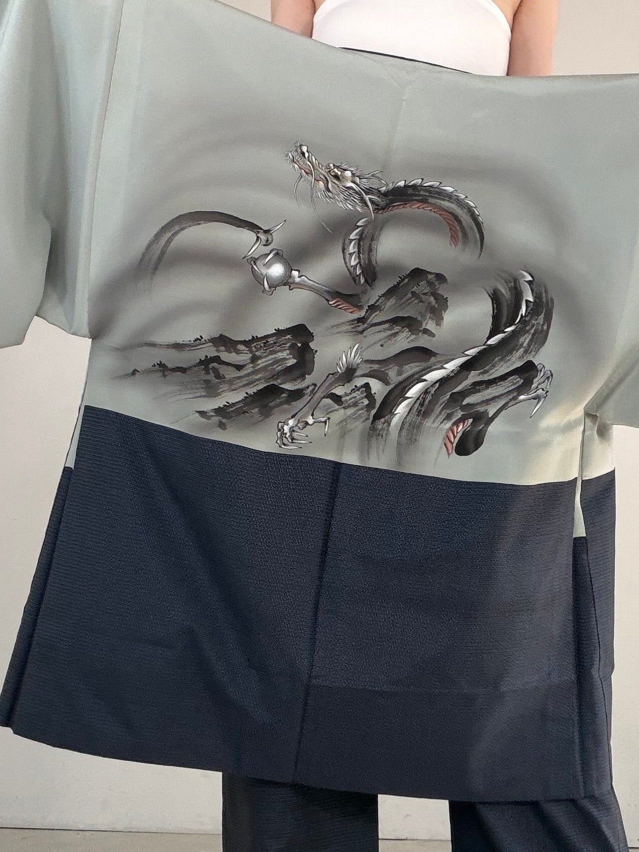 Vintage Oshima Tsumugi Haori & Kimono Pants Set "ASB012" — Upcycled from Japanese Kimono