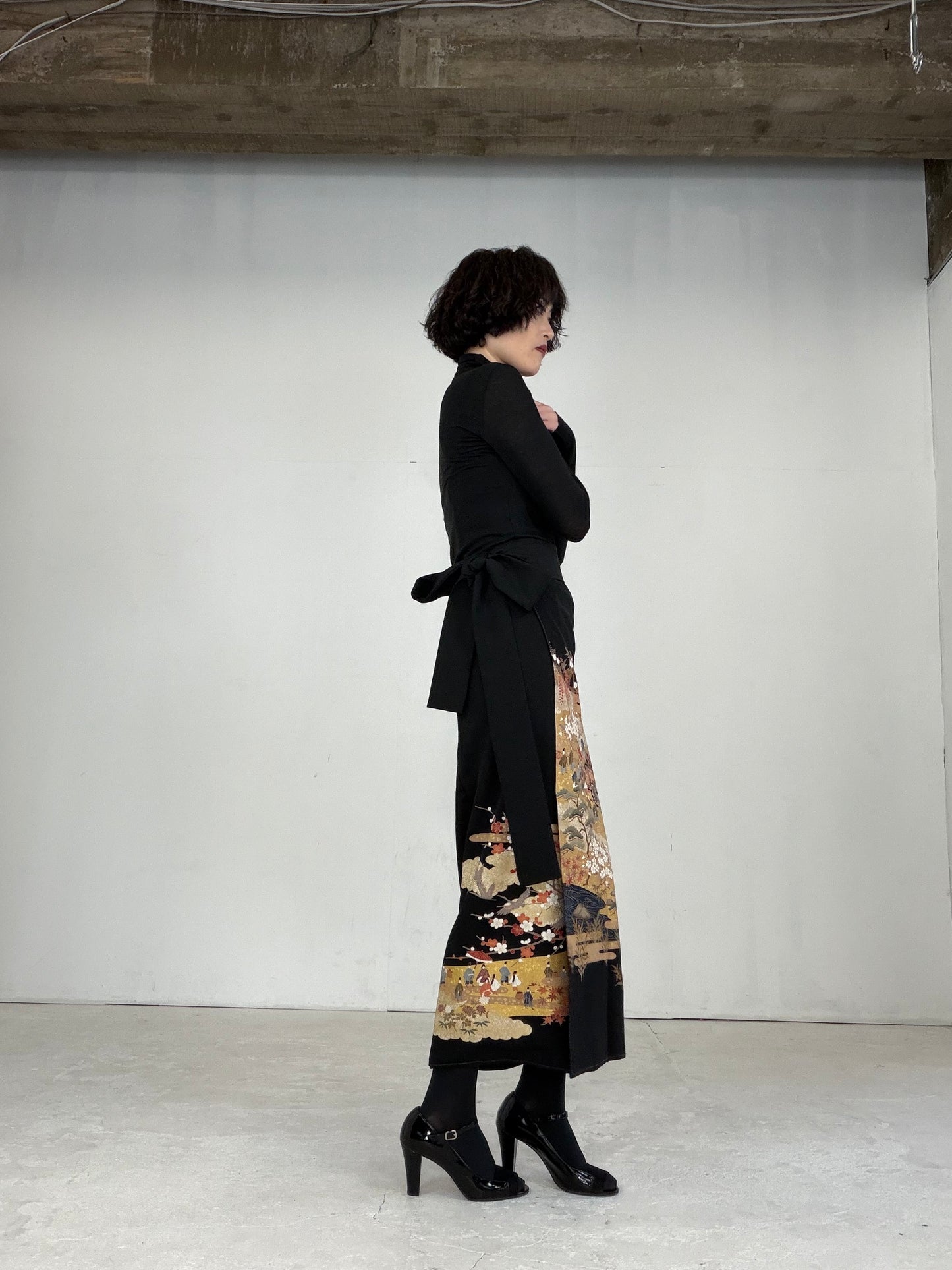 EDO-ZUMA SKIRT UPCYCLED FROM JAPANESE KIMONO "EDO025"