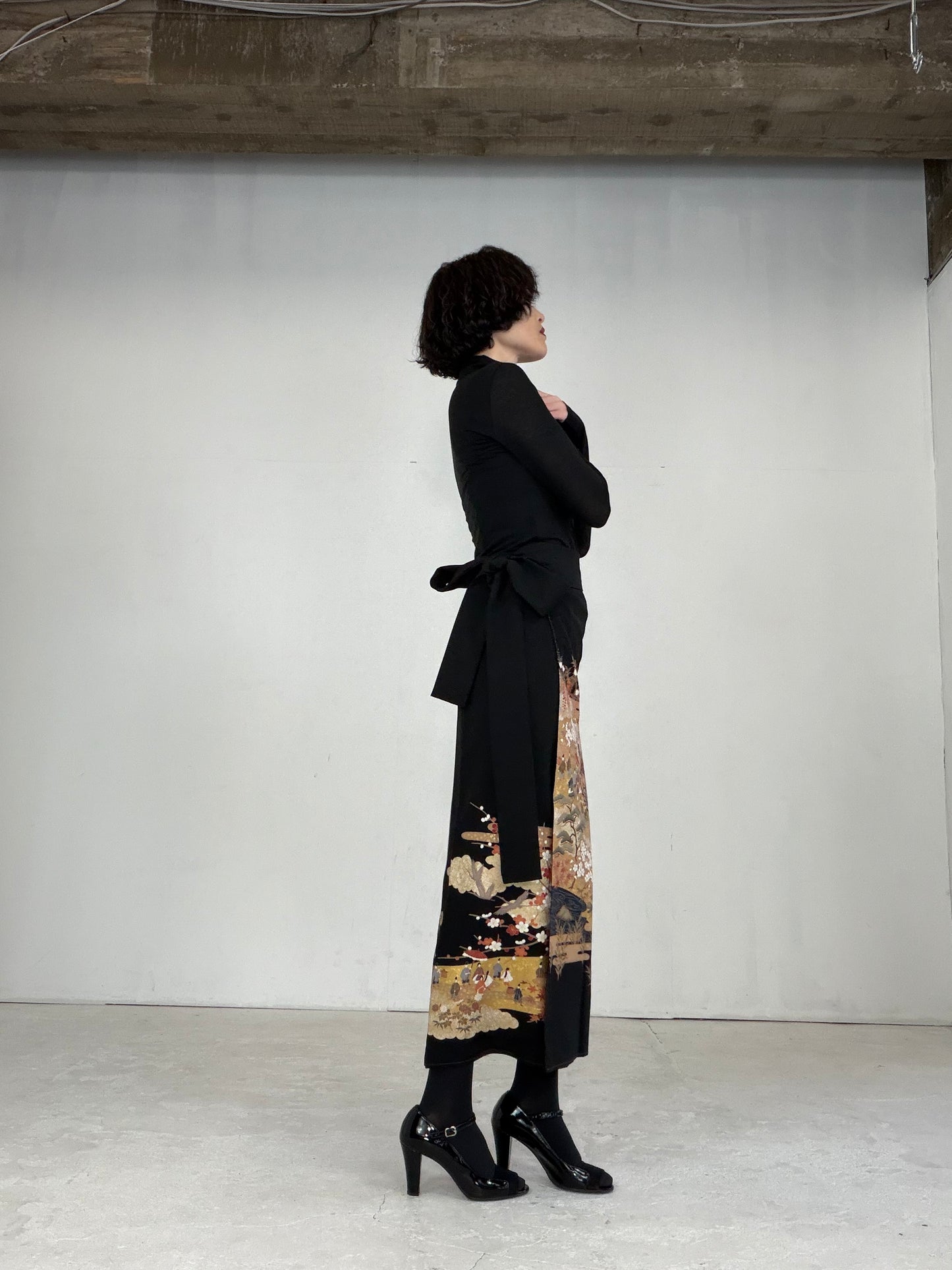 EDO-ZUMA SKIRT UPCYCLED FROM JAPANESE KIMONO "EDO025"