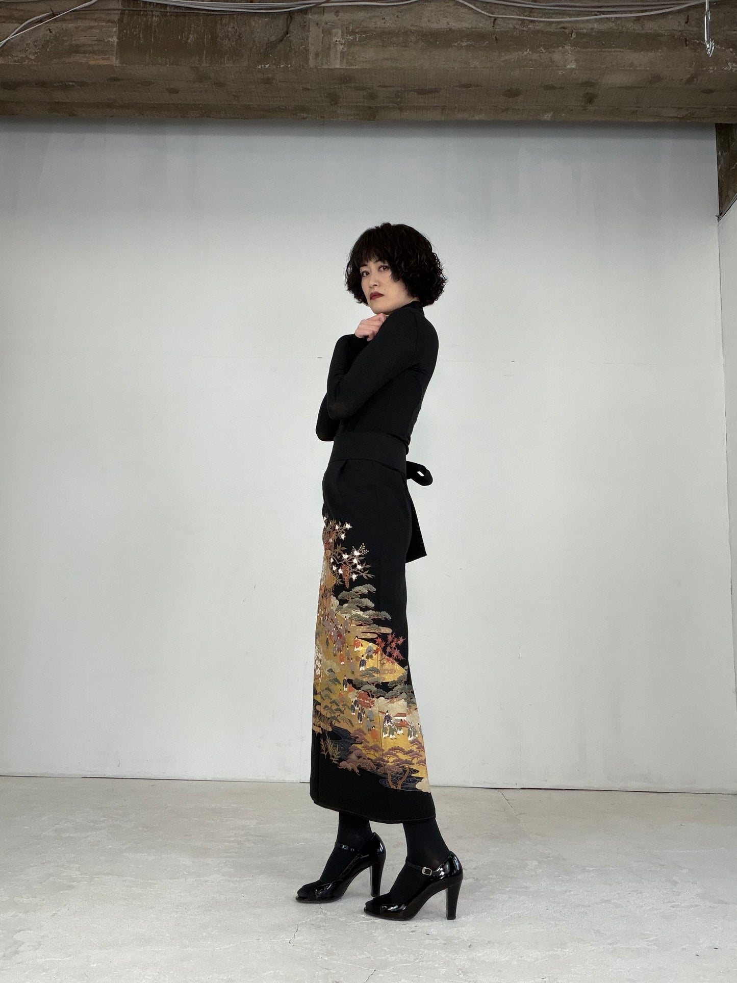EDO-ZUMA SKIRT UPCYCLED FROM JAPANESE KIMONO "EDO025"