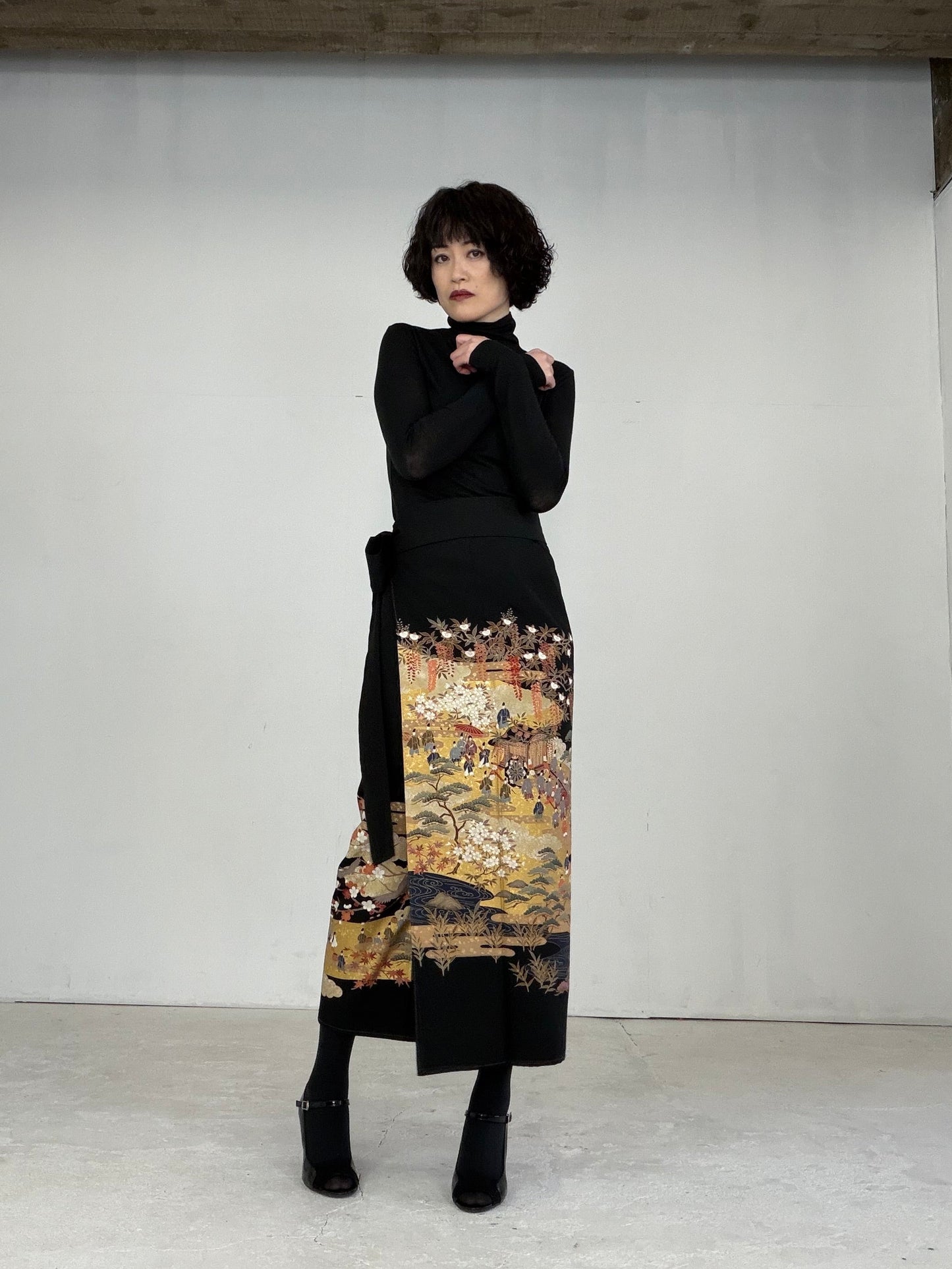 EDO-ZUMA SKIRT UPCYCLED FROM JAPANESE KIMONO "EDO025"