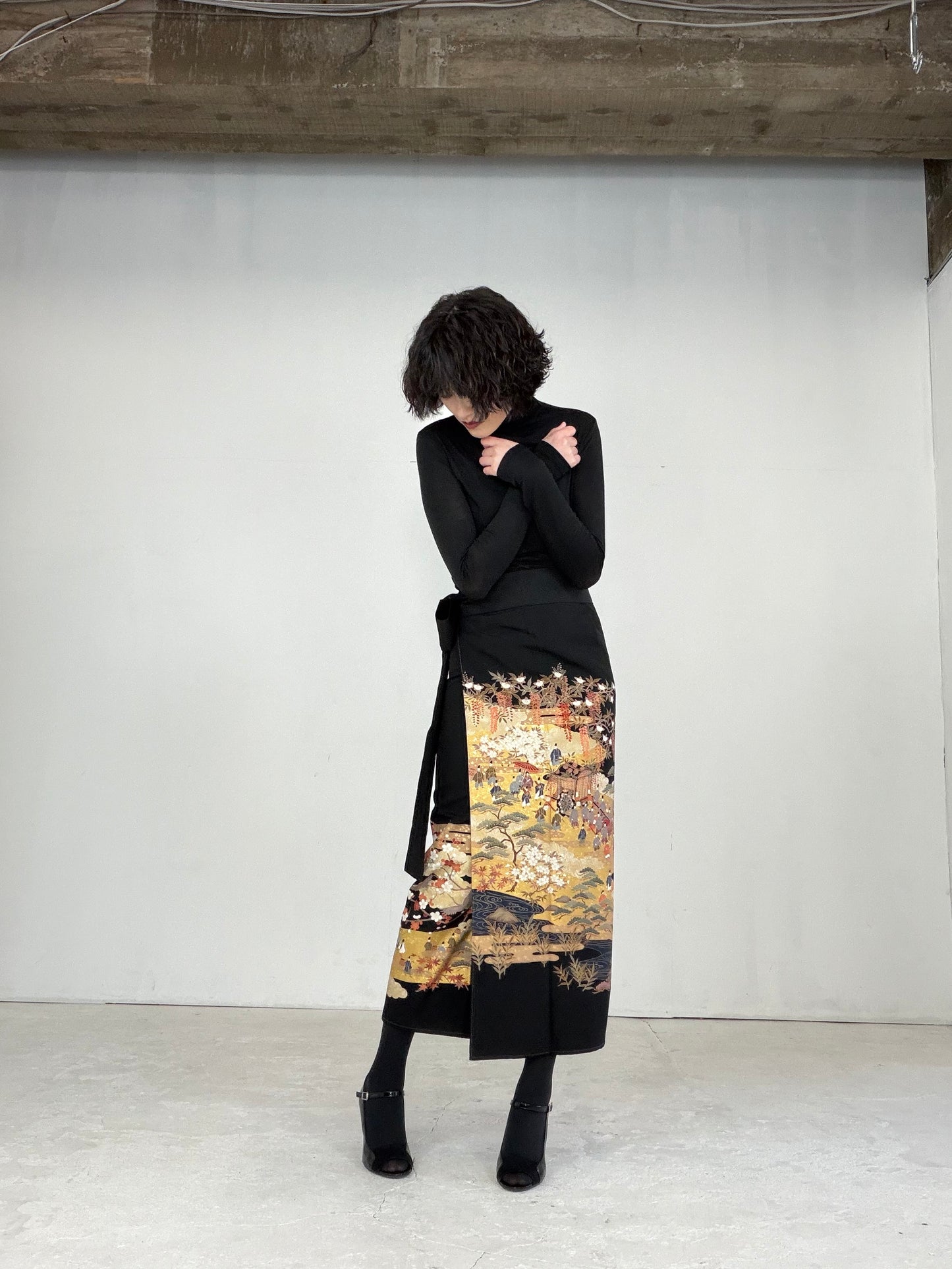 EDO-ZUMA SKIRT UPCYCLED FROM JAPANESE KIMONO "EDO025"
