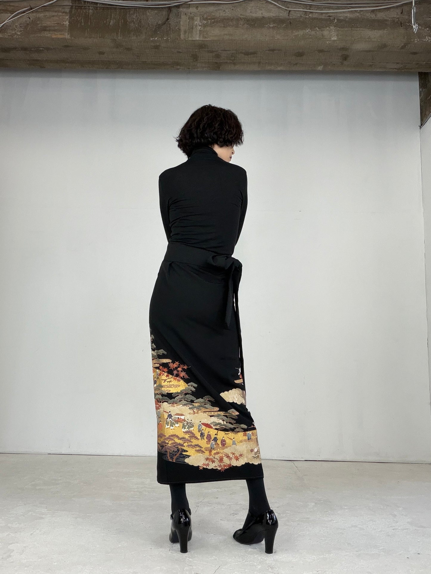 EDO-ZUMA SKIRT UPCYCLED FROM JAPANESE KIMONO "EDO025"