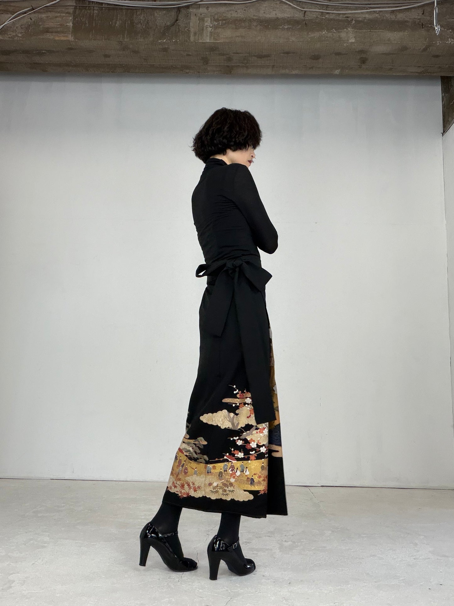 EDO-ZUMA SKIRT UPCYCLED FROM JAPANESE KIMONO "EDO025"