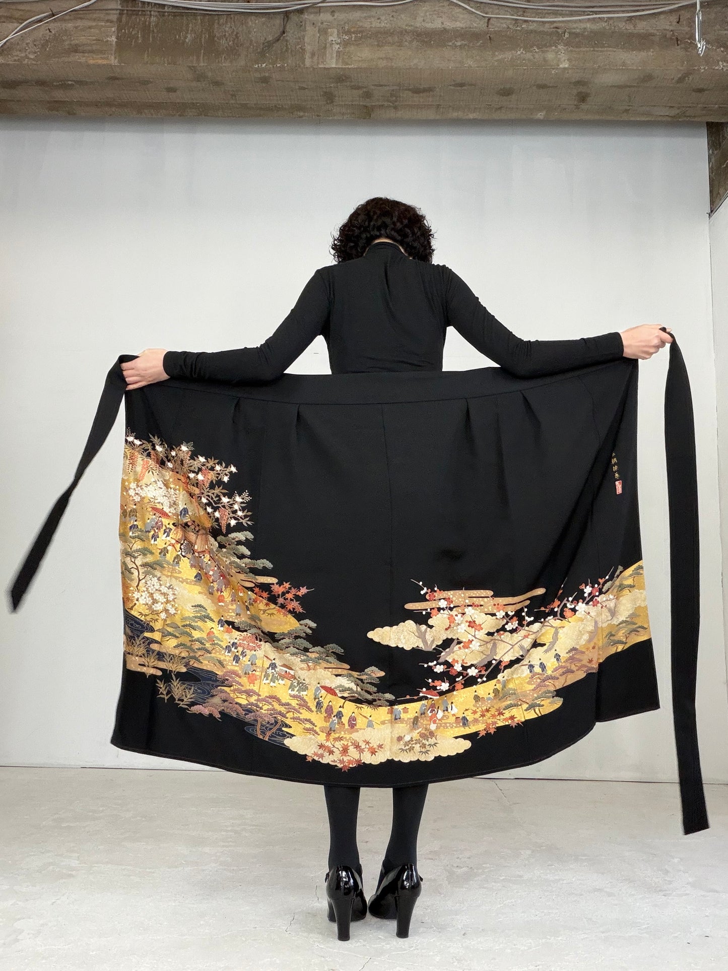 EDO-ZUMA SKIRT UPCYCLED FROM JAPANESE KIMONO "EDO025"