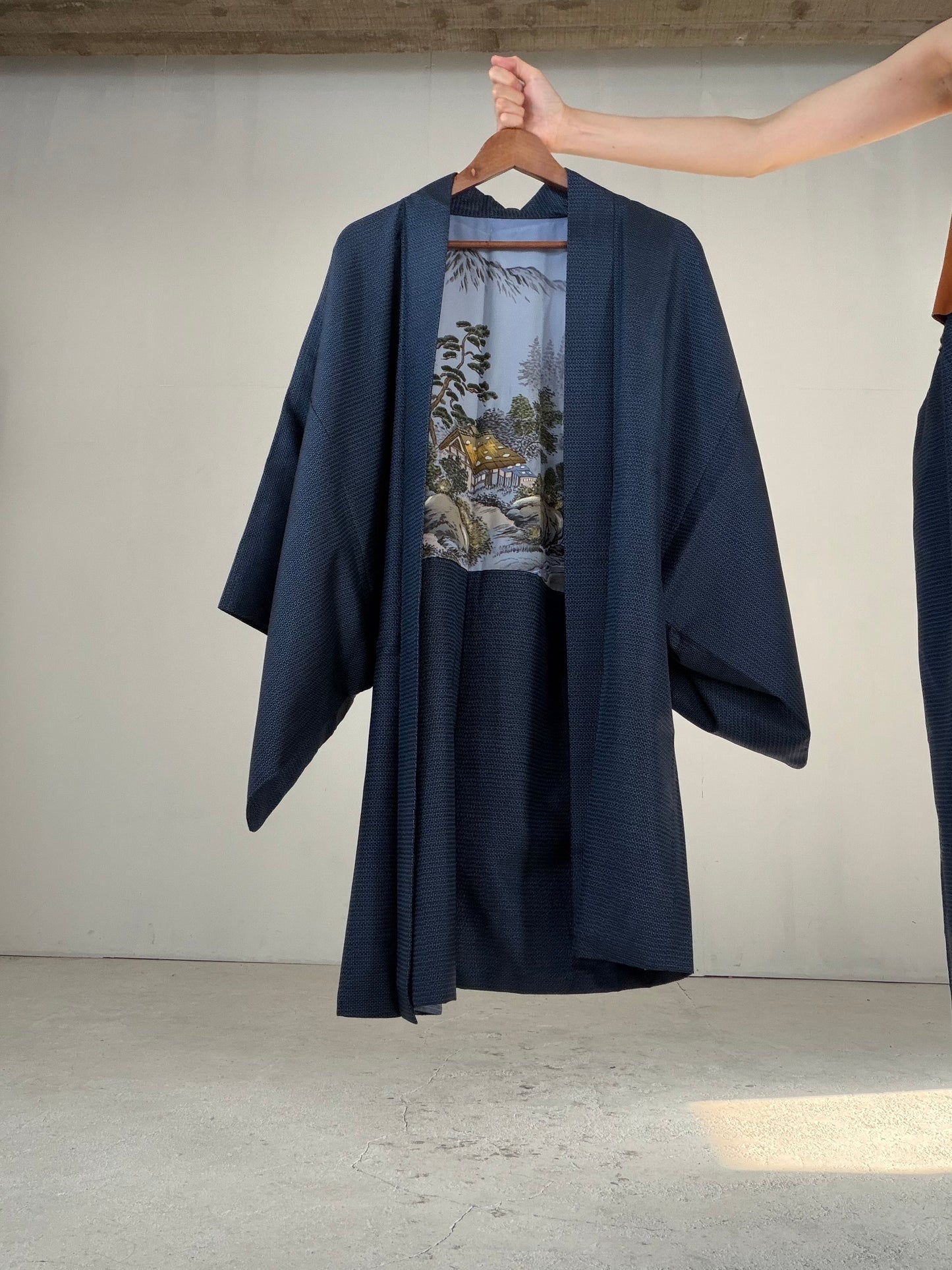 Vintage Oshima Tsumugi Haori & Kimono Pants Set "ASB011" — Upcycled from Japanese Kimono