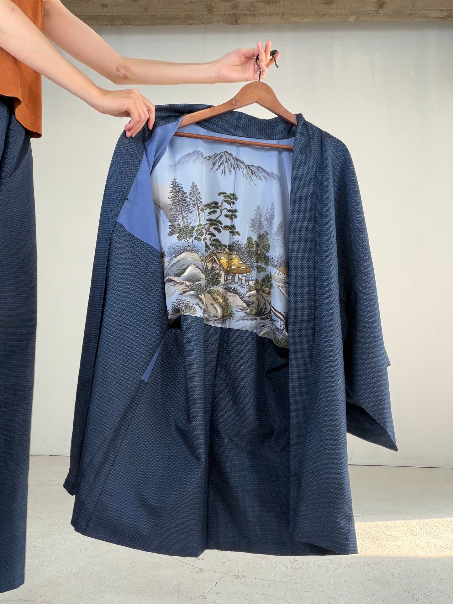 Vintage Oshima Tsumugi Haori & Kimono Pants Set "ASB011" — Upcycled from Japanese Kimono