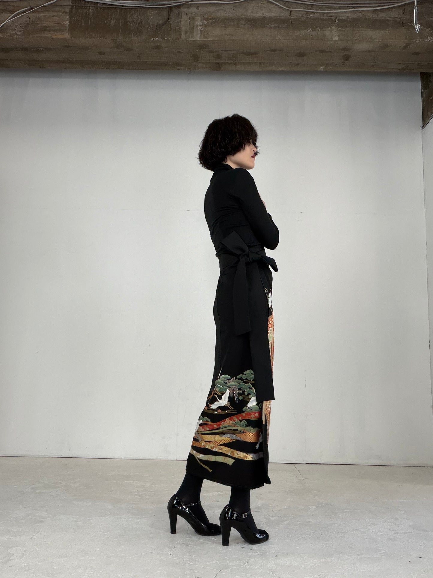 EDO-ZUMA SKIRT UPCYCLED FROM JAPANESE KIMONO "EDO026"