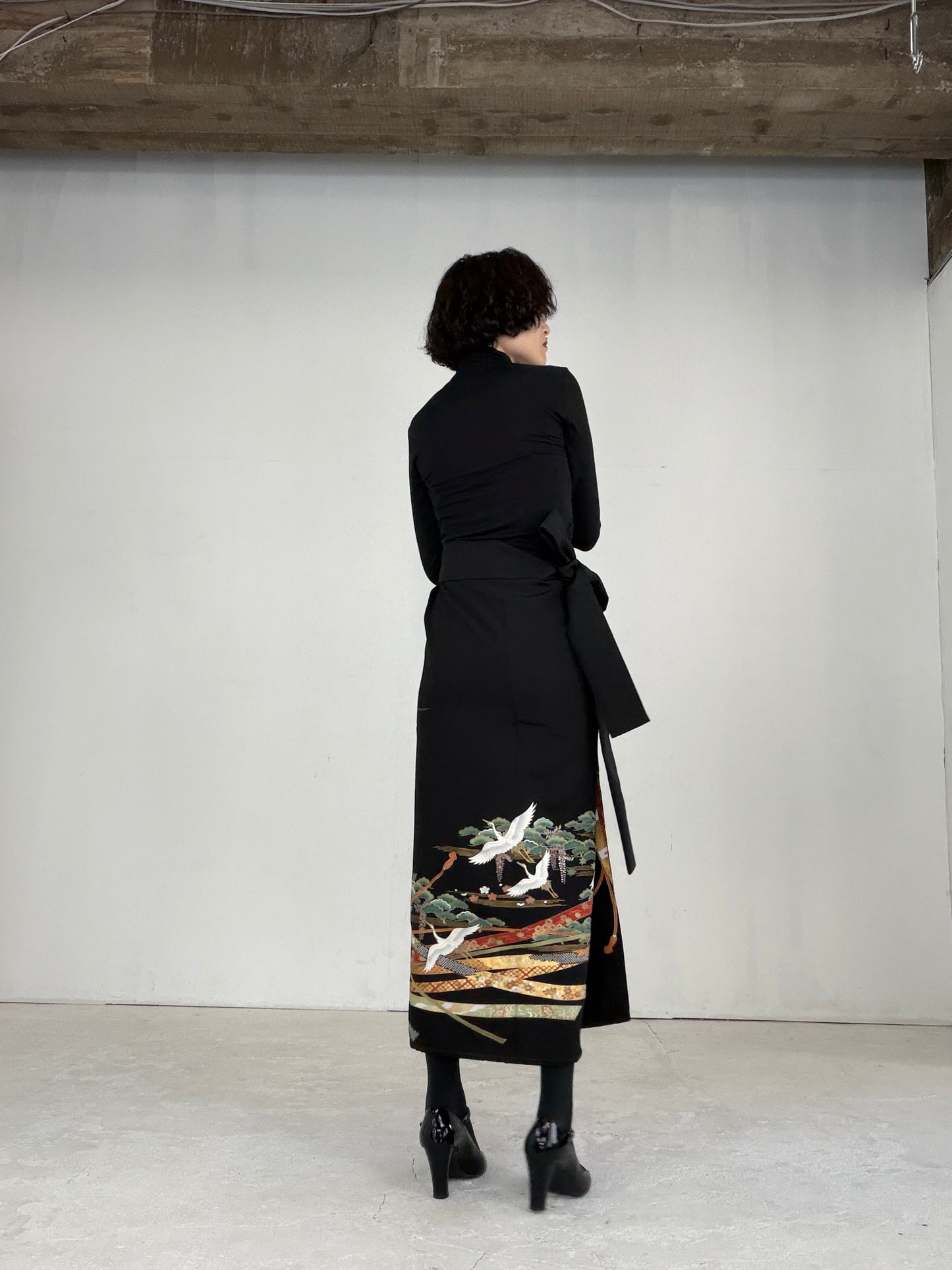 EDO-ZUMA SKIRT UPCYCLED FROM JAPANESE KIMONO "EDO026"