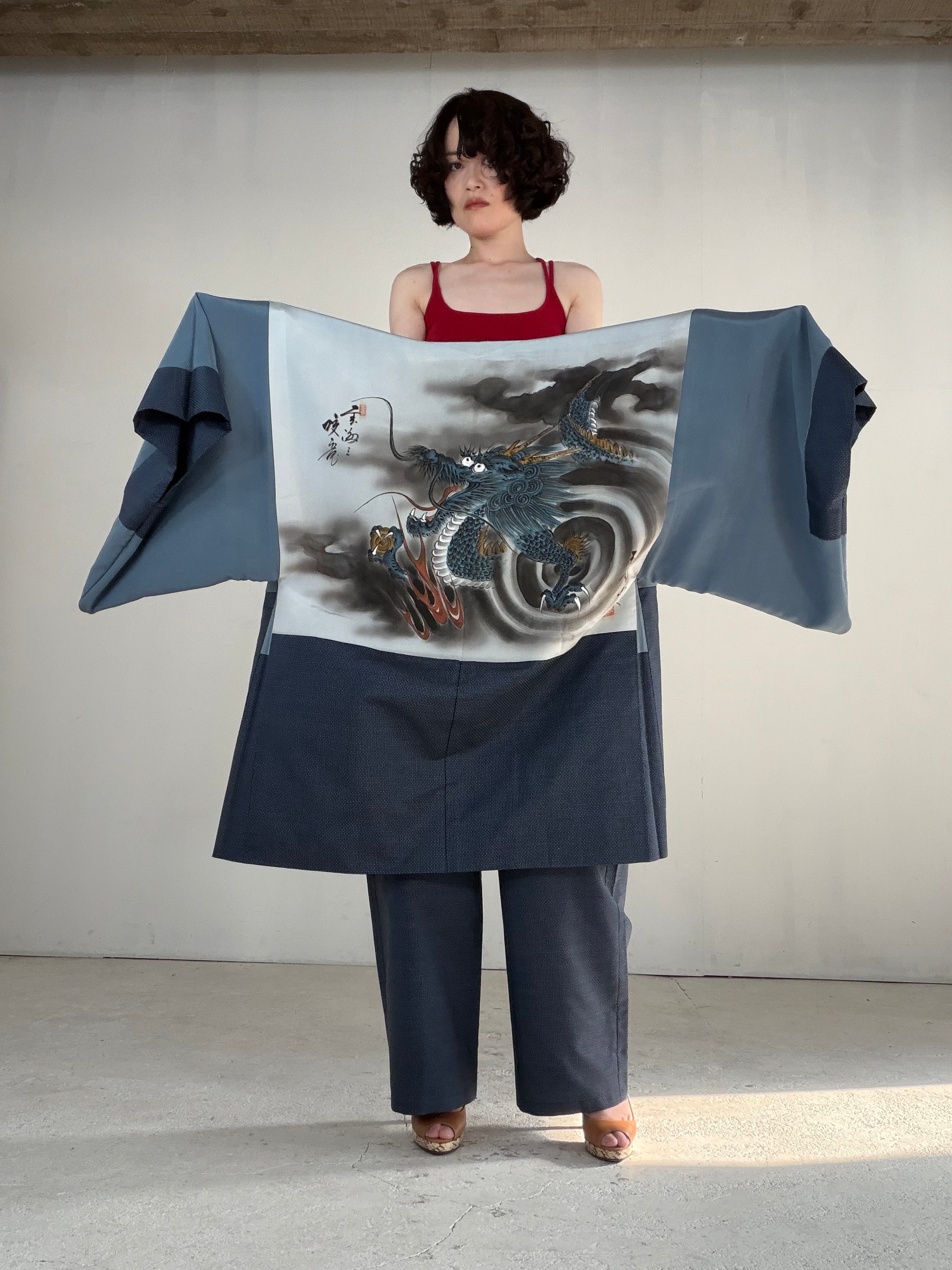 Vintage Oshima Tsumugi Haori & Kimono Pants Set 
