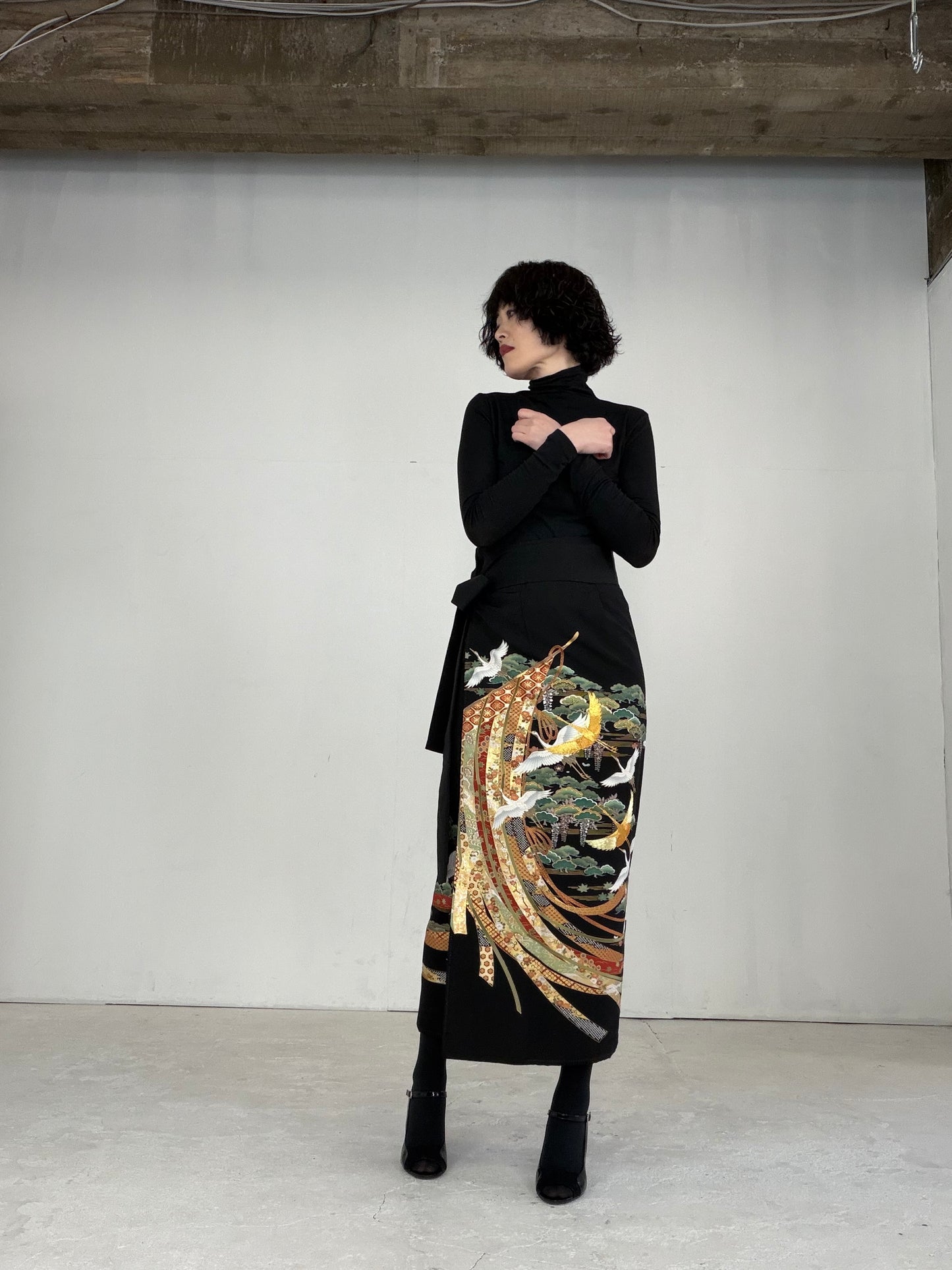 EDO-ZUMA SKIRT UPCYCLED FROM JAPANESE KIMONO "EDO026"