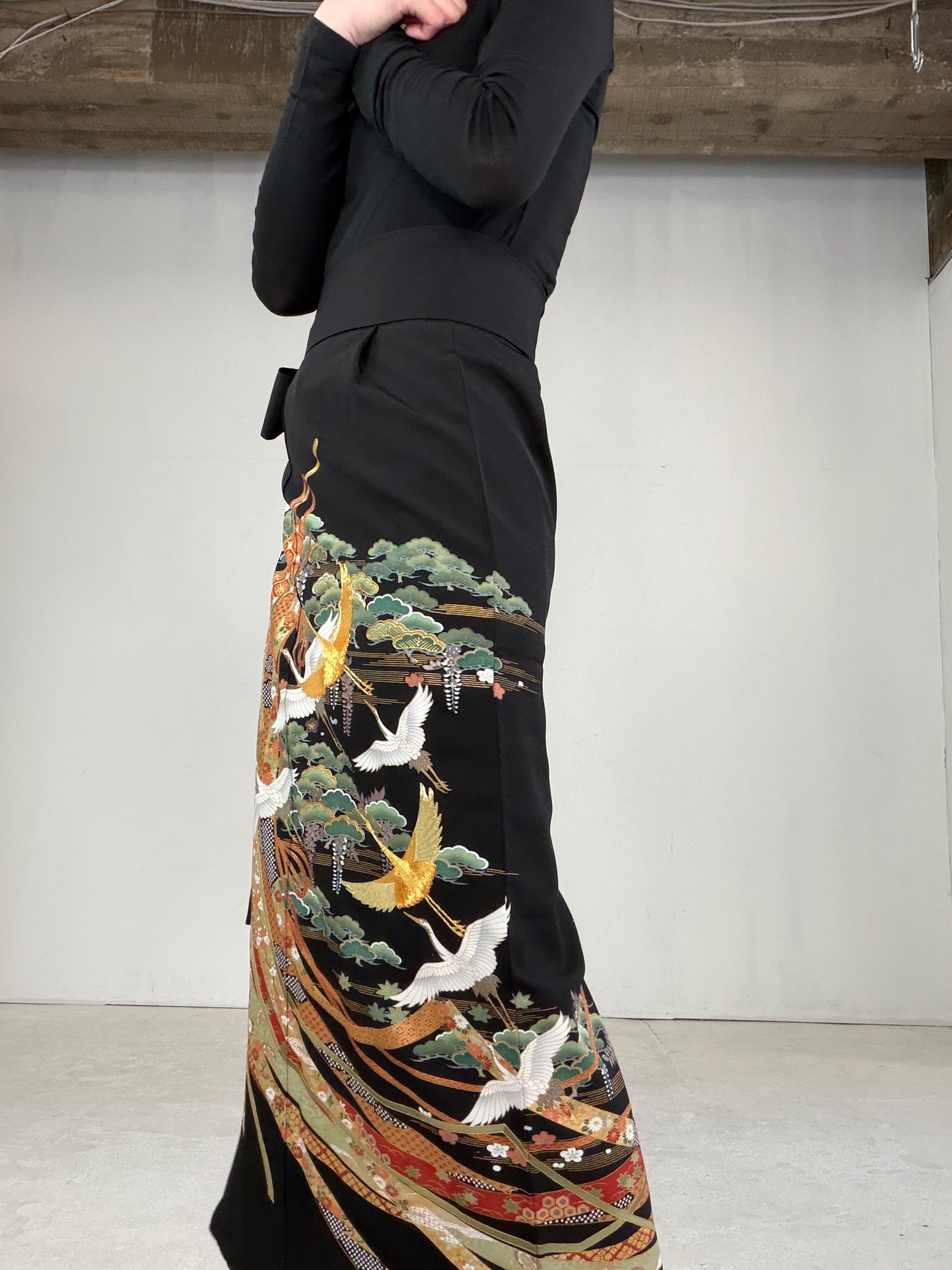 EDO-ZUMA SKIRT UPCYCLED FROM JAPANESE KIMONO "EDO026"