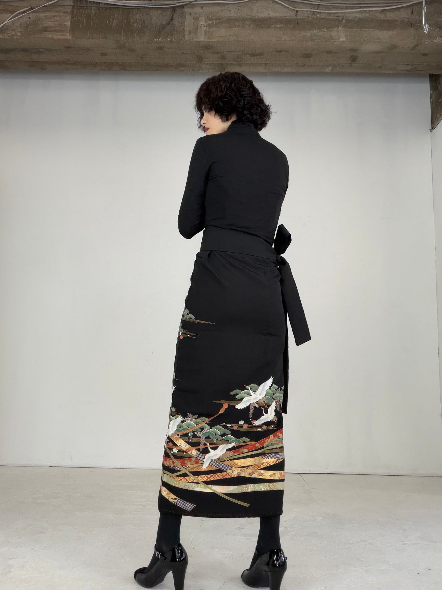 EDO-ZUMA SKIRT UPCYCLED FROM JAPANESE KIMONO "EDO026"