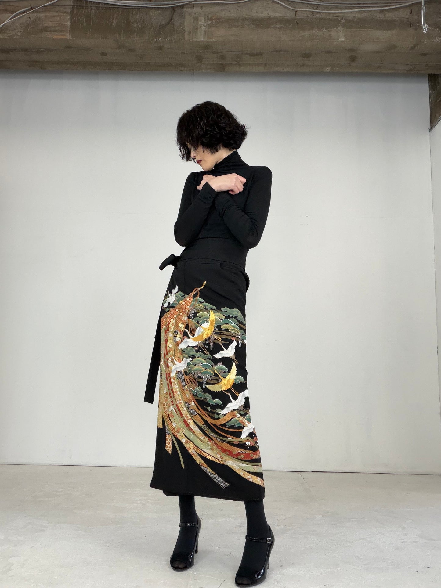 EDO-ZUMA SKIRT UPCYCLED FROM JAPANESE KIMONO "EDO026"