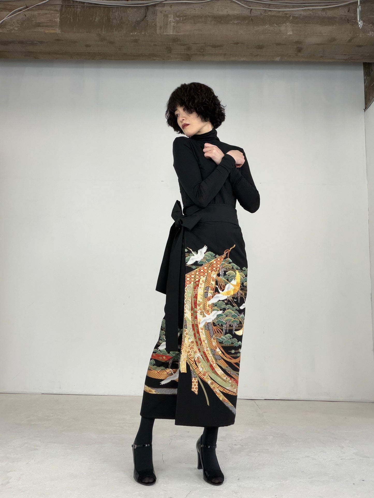 EDO-ZUMA SKIRT UPCYCLED FROM JAPANESE KIMONO "EDO026"