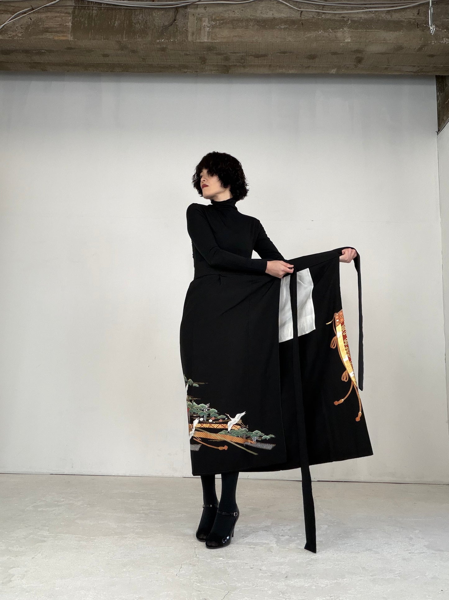 EDO-ZUMA SKIRT UPCYCLED FROM JAPANESE KIMONO "EDO026"