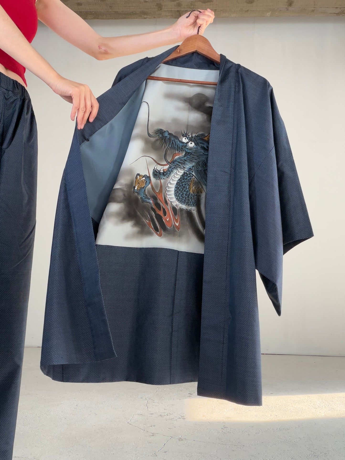 Vintage Oshima Tsumugi Haori & Kimono Pants Set "ASB010" — Upcycled from Japanese Kimono