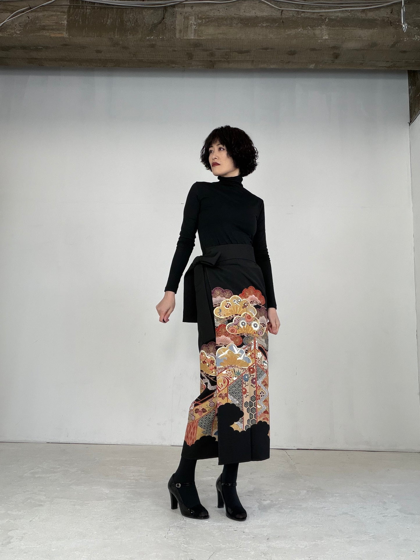 EDO-ZUMA SKIRT UPCYCLED FROM JAPANESE KIMONO "EDO022"