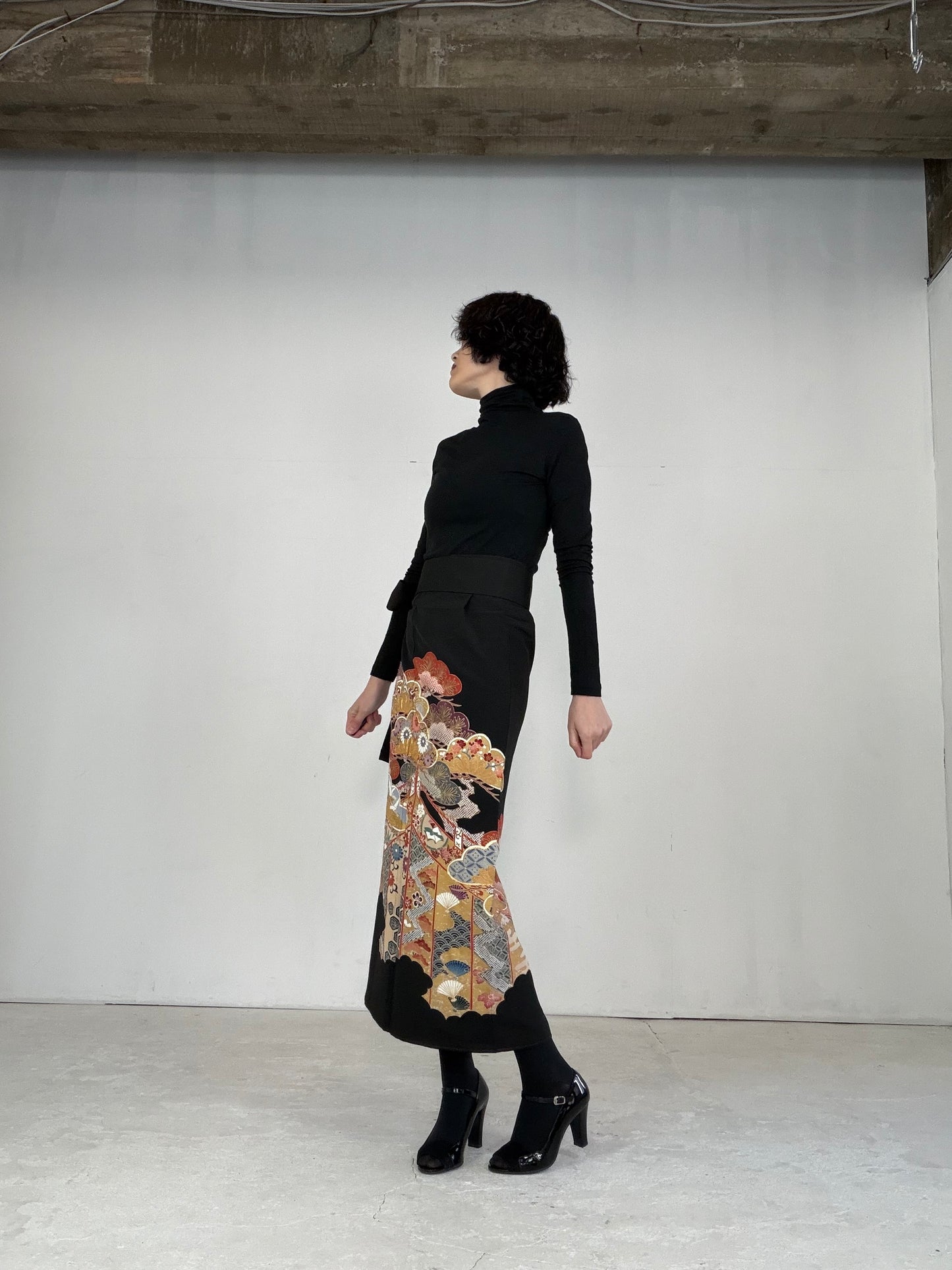 EDO-ZUMA SKIRT UPCYCLED FROM JAPANESE KIMONO "EDO022"