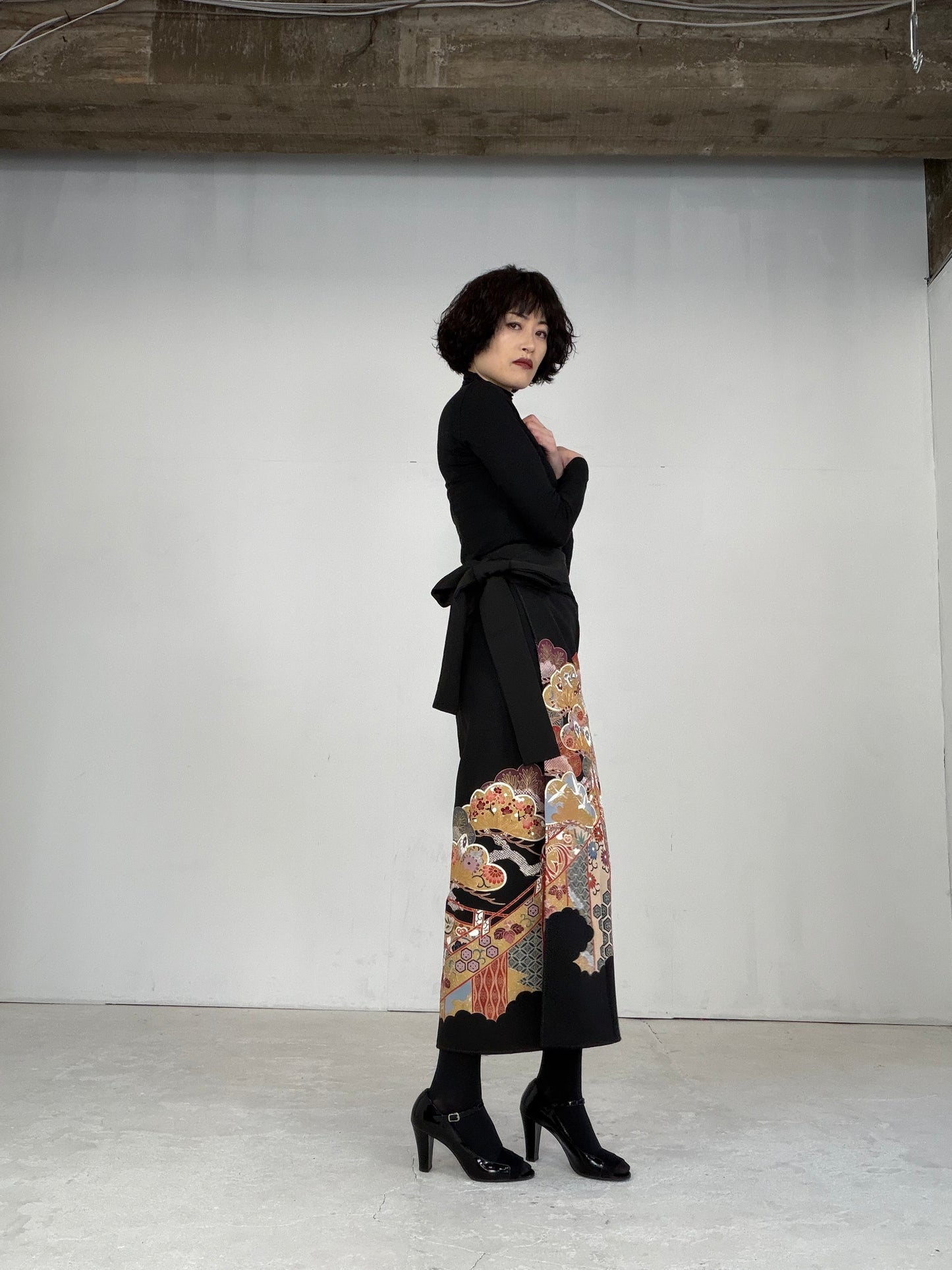 EDO-ZUMA SKIRT UPCYCLED FROM JAPANESE KIMONO "EDO022"