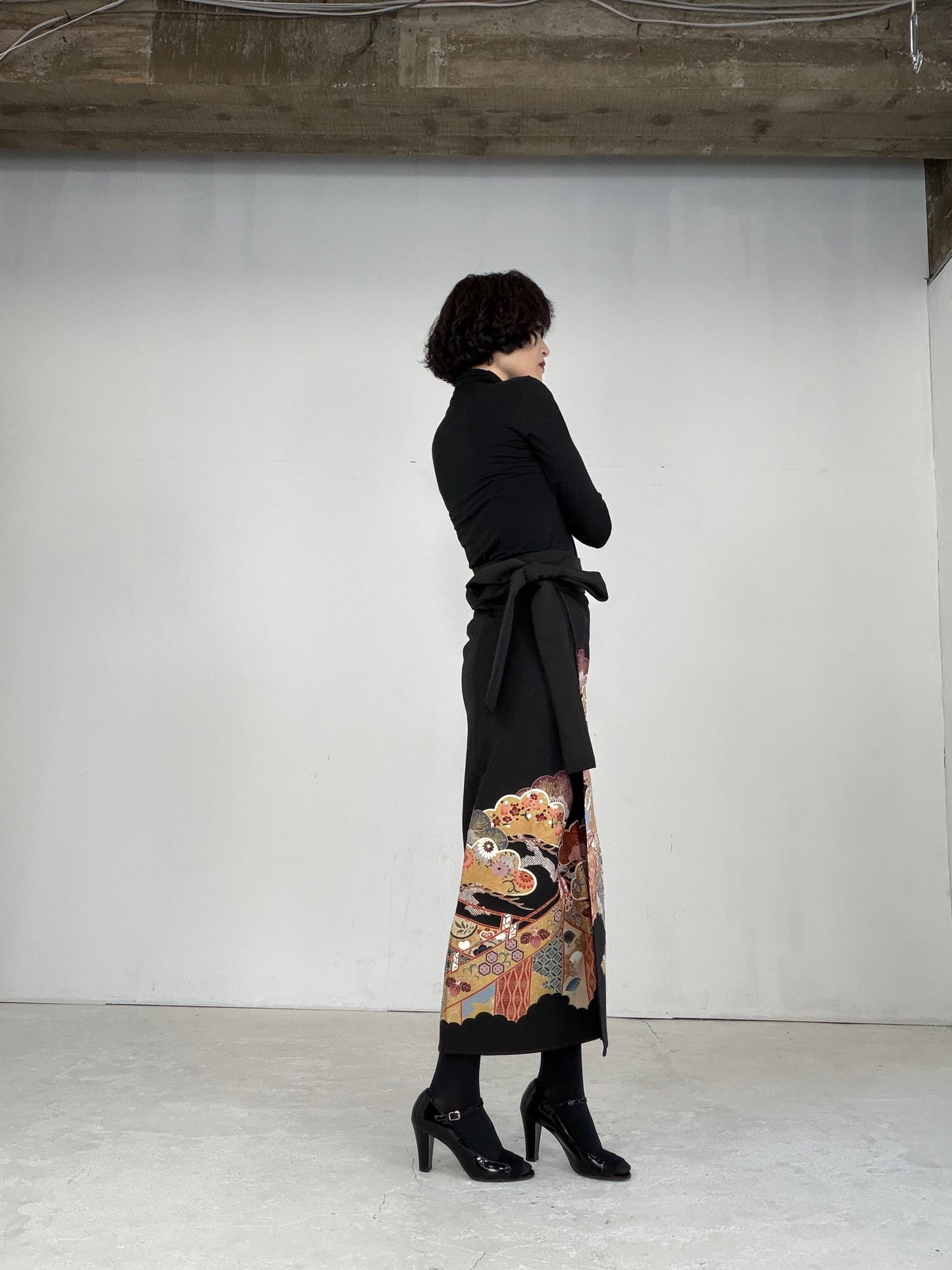 EDO-ZUMA SKIRT UPCYCLED FROM JAPANESE KIMONO "EDO022"