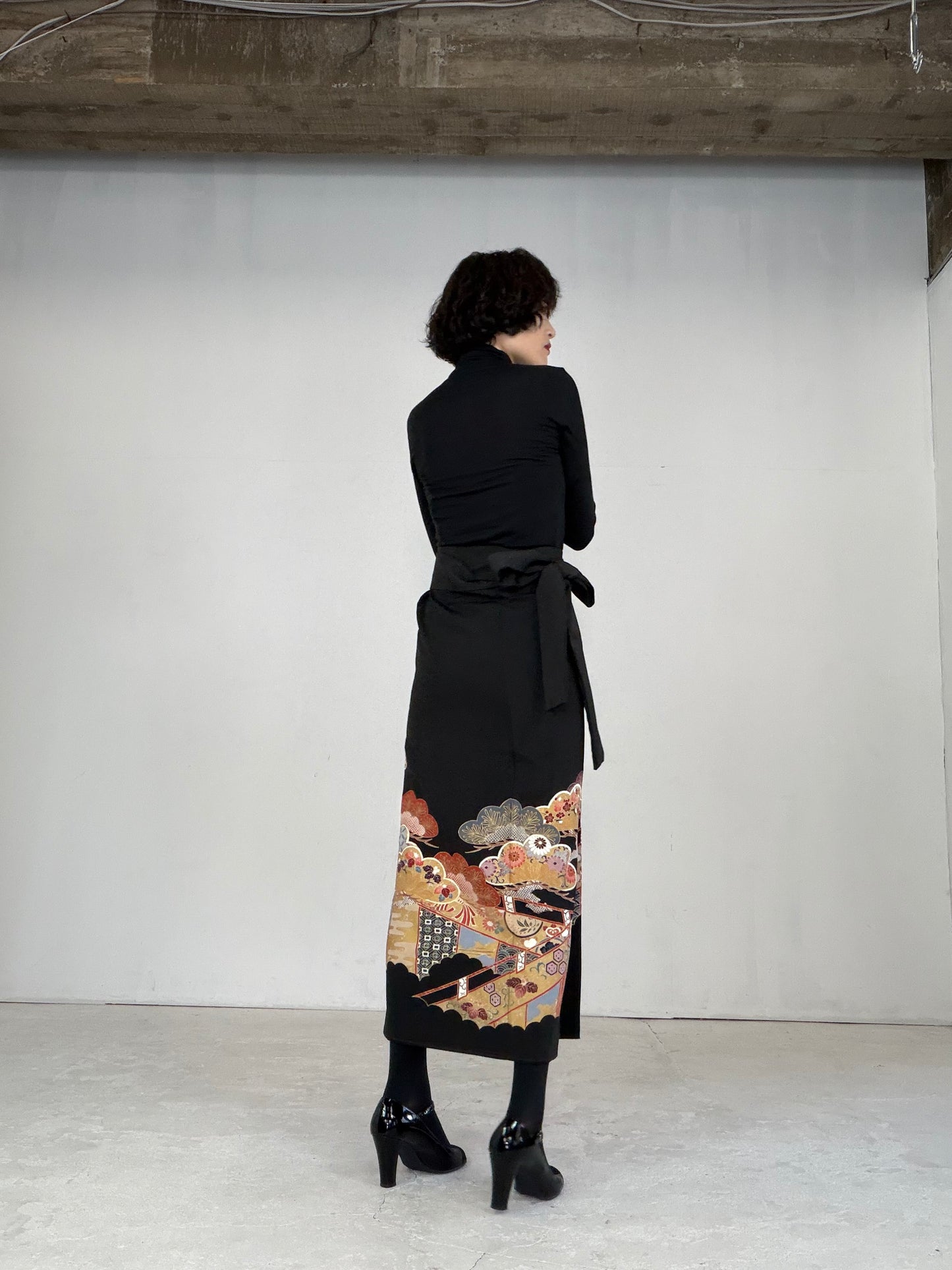 EDO-ZUMA SKIRT UPCYCLED FROM JAPANESE KIMONO "EDO022"
