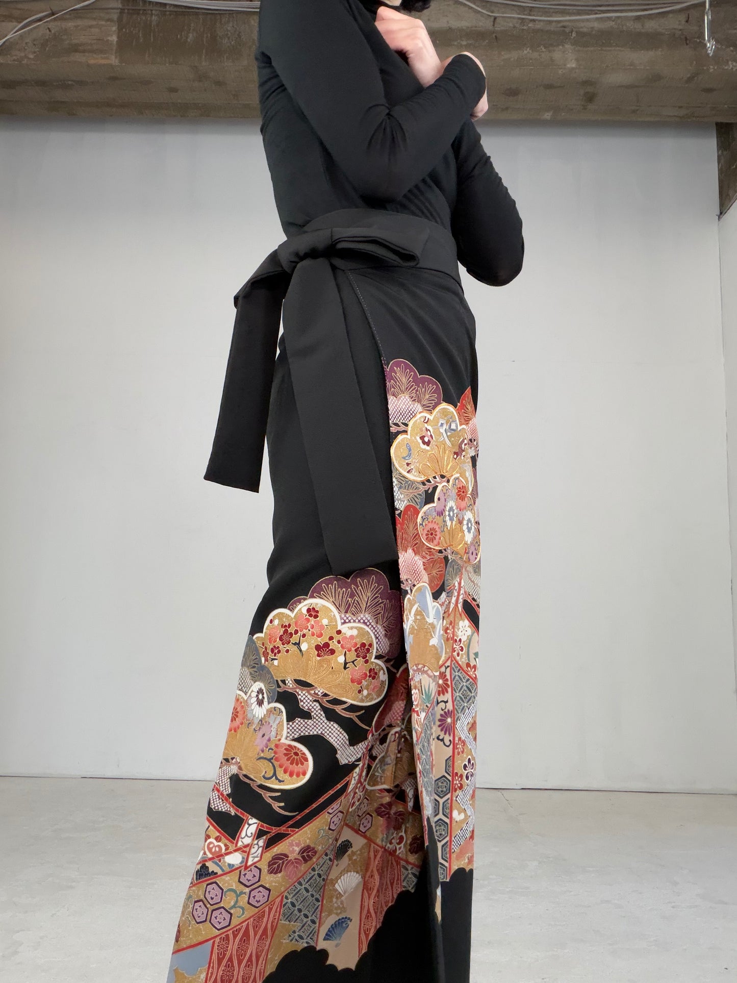 EDO-ZUMA SKIRT UPCYCLED FROM JAPANESE KIMONO "EDO022"