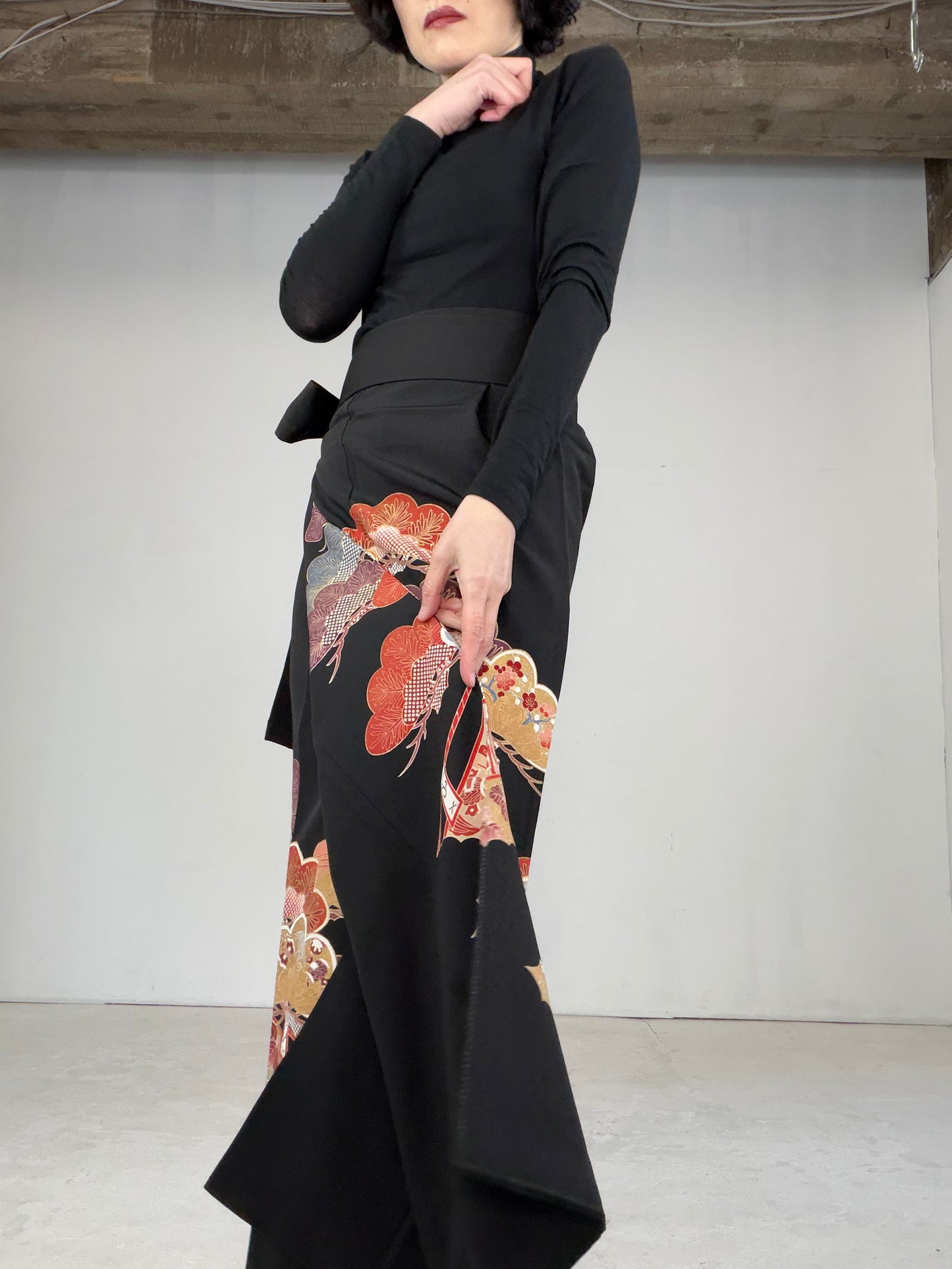 EDO-ZUMA SKIRT UPCYCLED FROM JAPANESE KIMONO "EDO022"