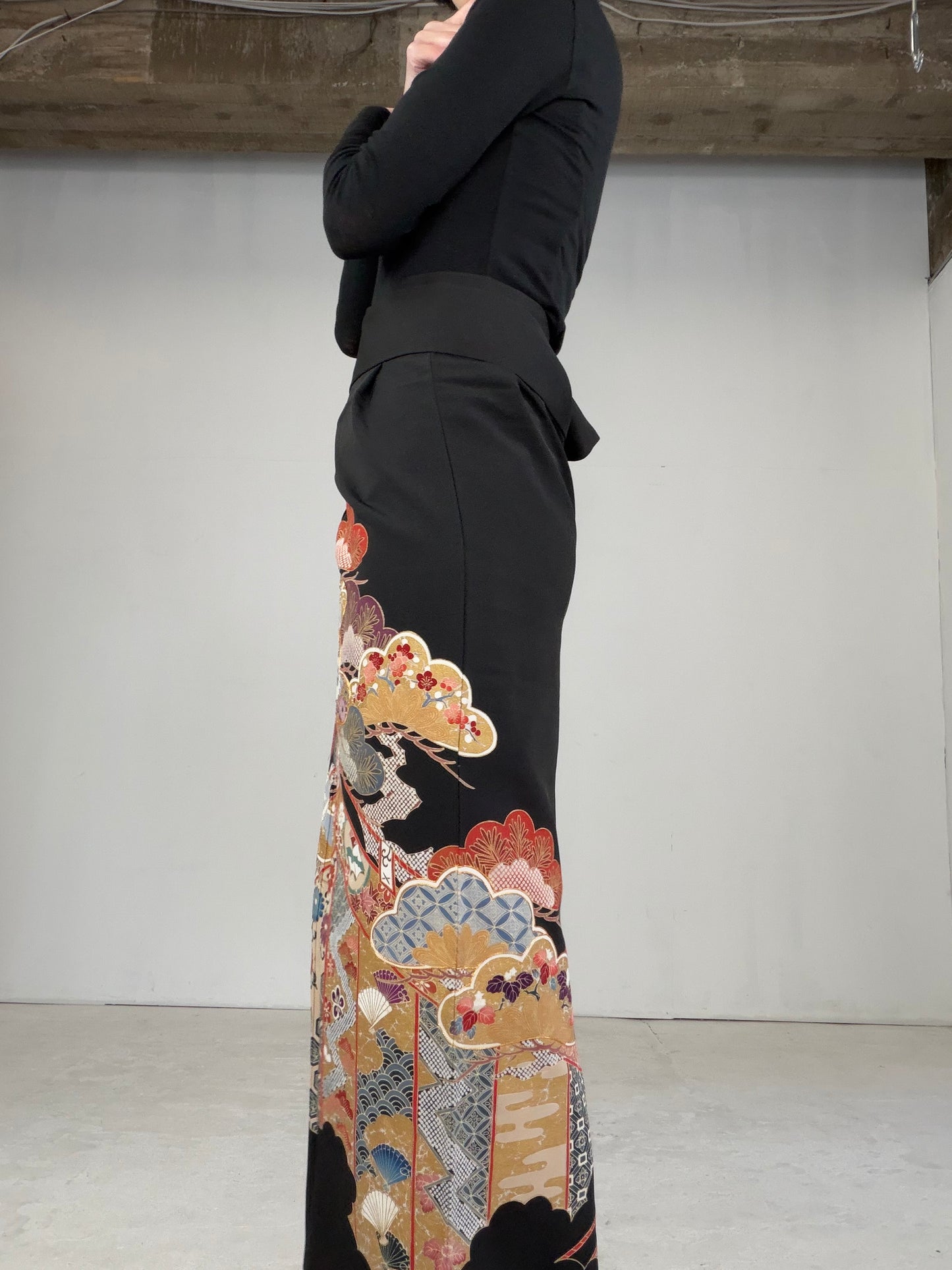 EDO-ZUMA SKIRT UPCYCLED FROM JAPANESE KIMONO "EDO022"
