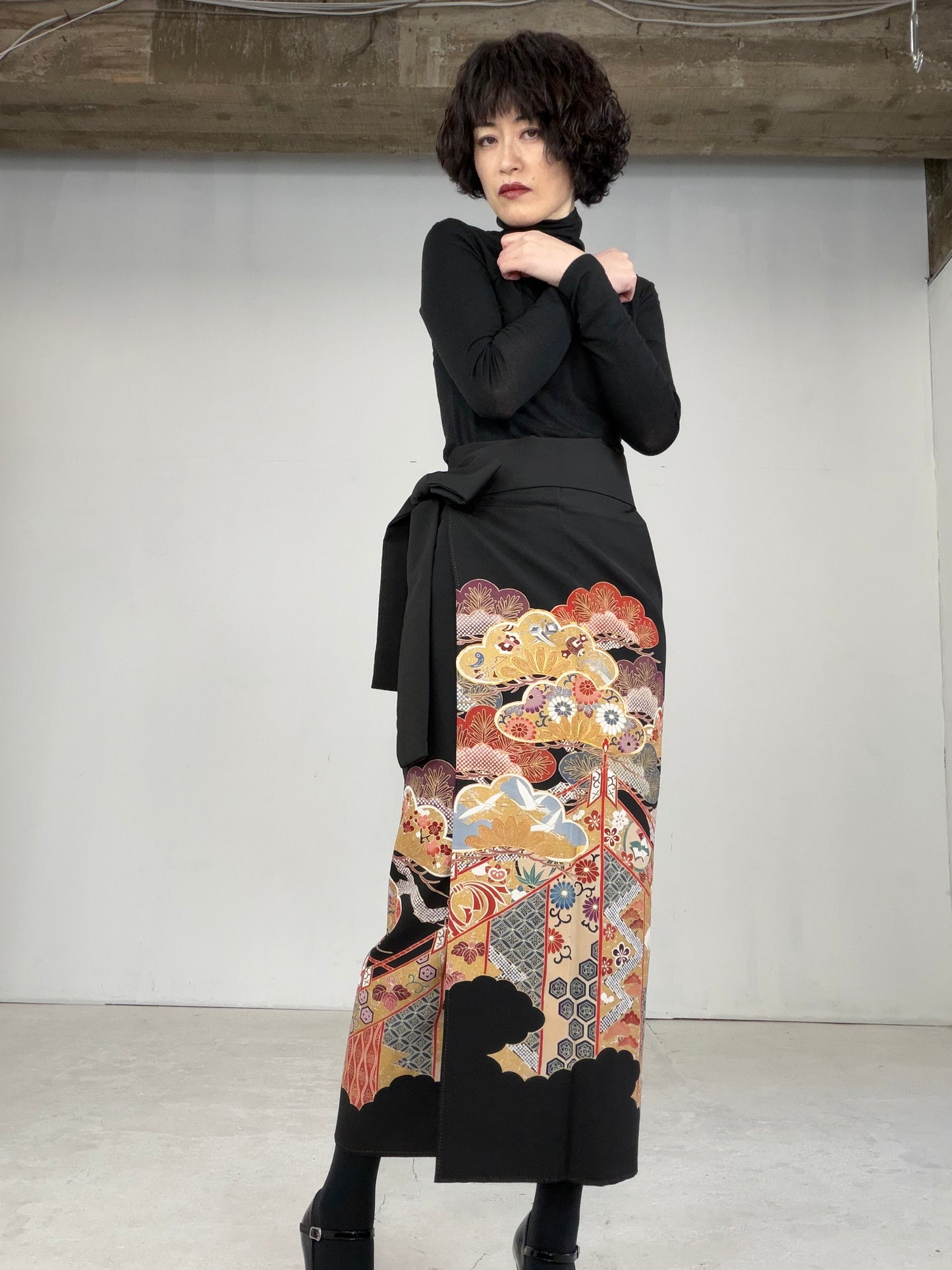EDO-ZUMA SKIRT UPCYCLED FROM JAPANESE KIMONO "EDO022"