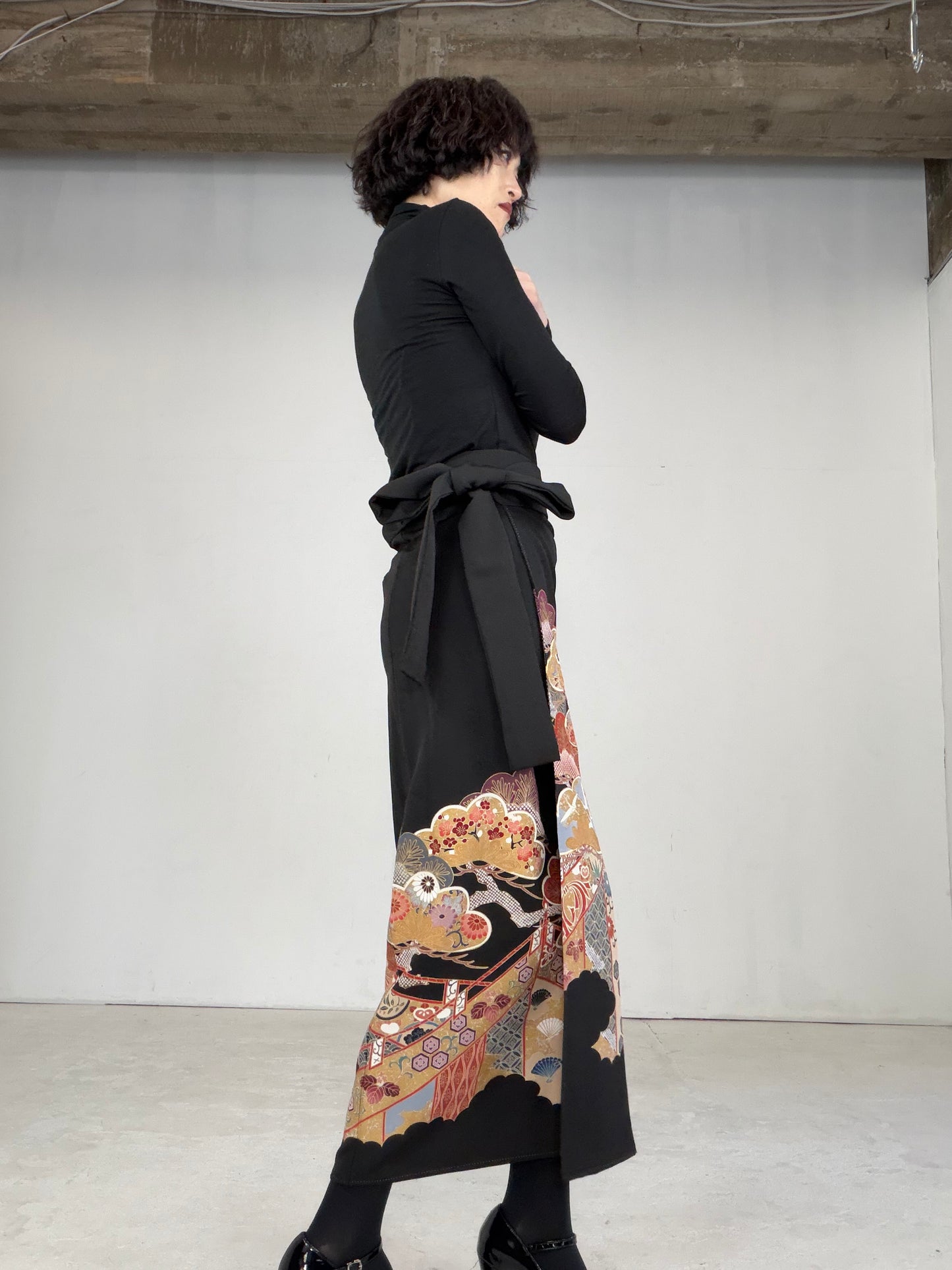 EDO-ZUMA SKIRT UPCYCLED FROM JAPANESE KIMONO "EDO022"